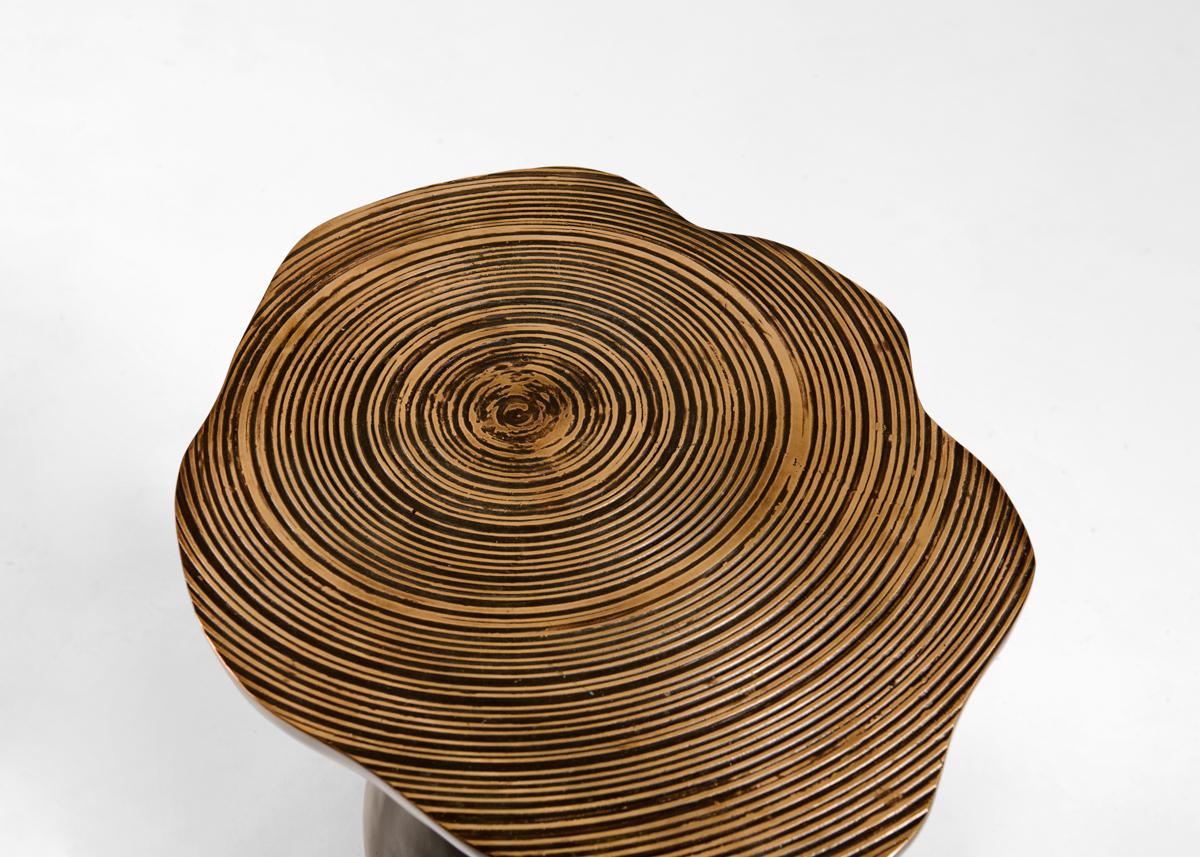 French Emma Donnersberg, Small Bronze Spiral Topped Mushroom Side Table, France, 2022 For Sale