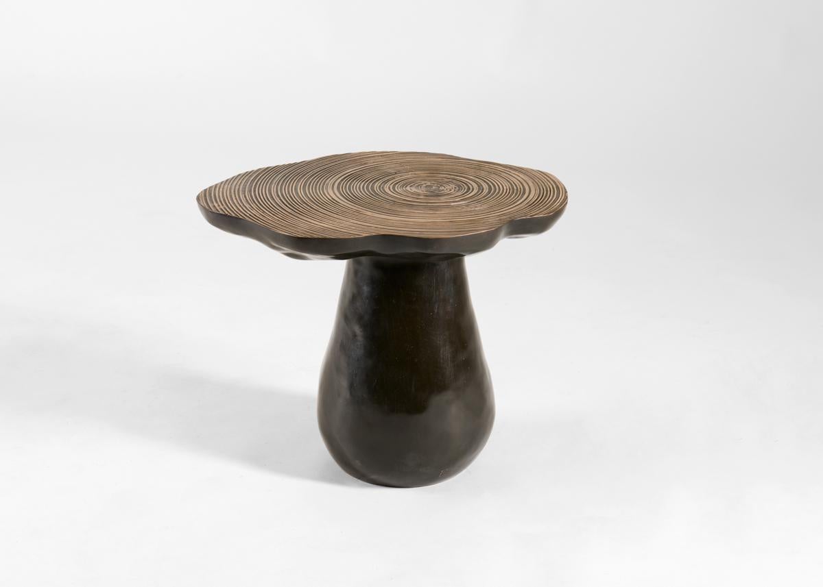 French Emma Donnersberg, Small Bronze Spiral Topped Mushroom Side Table, France, 2022 For Sale