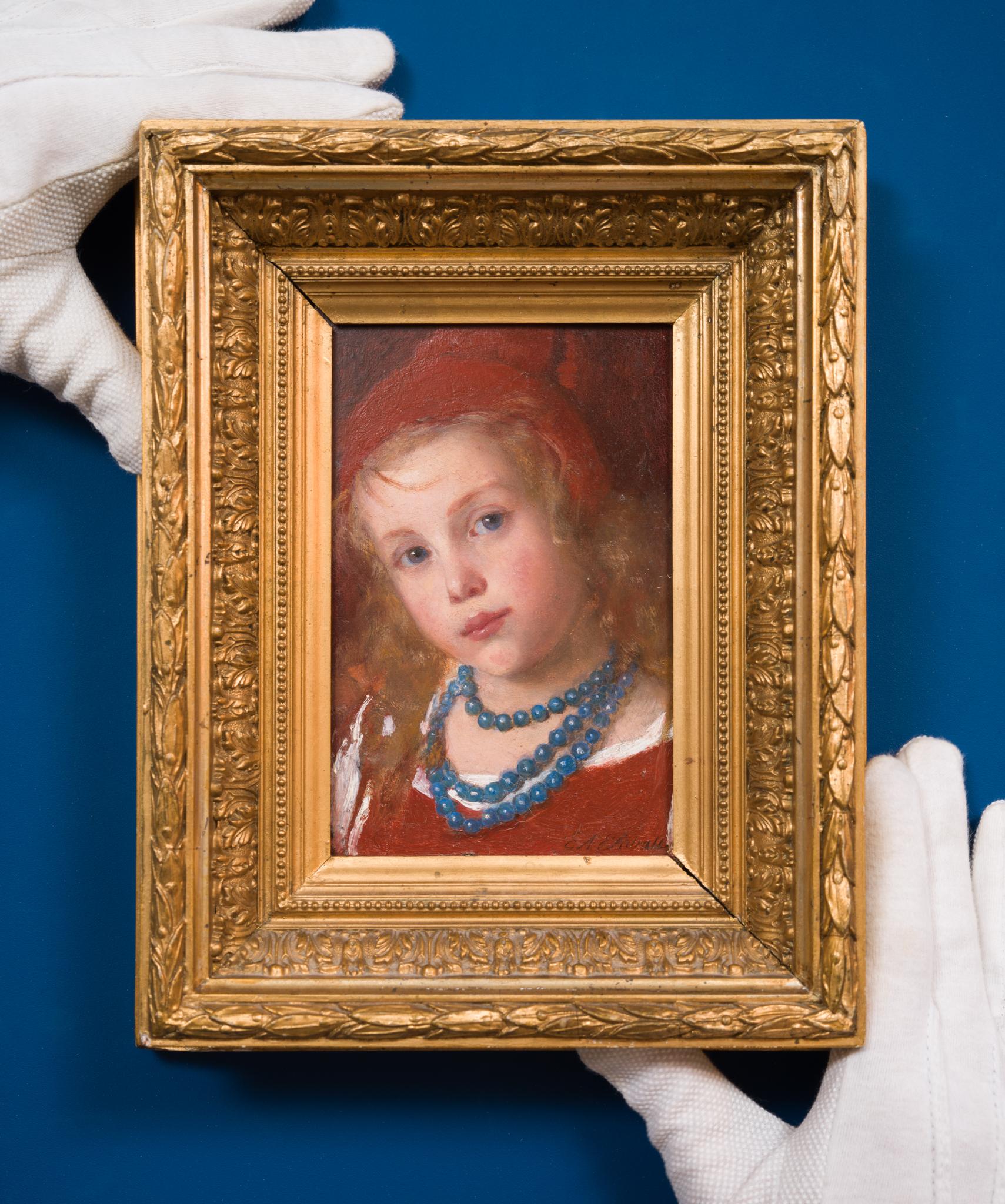 Portrait of a Girl With Blue Necklace by Swedish Artist Emma Ekwall 1