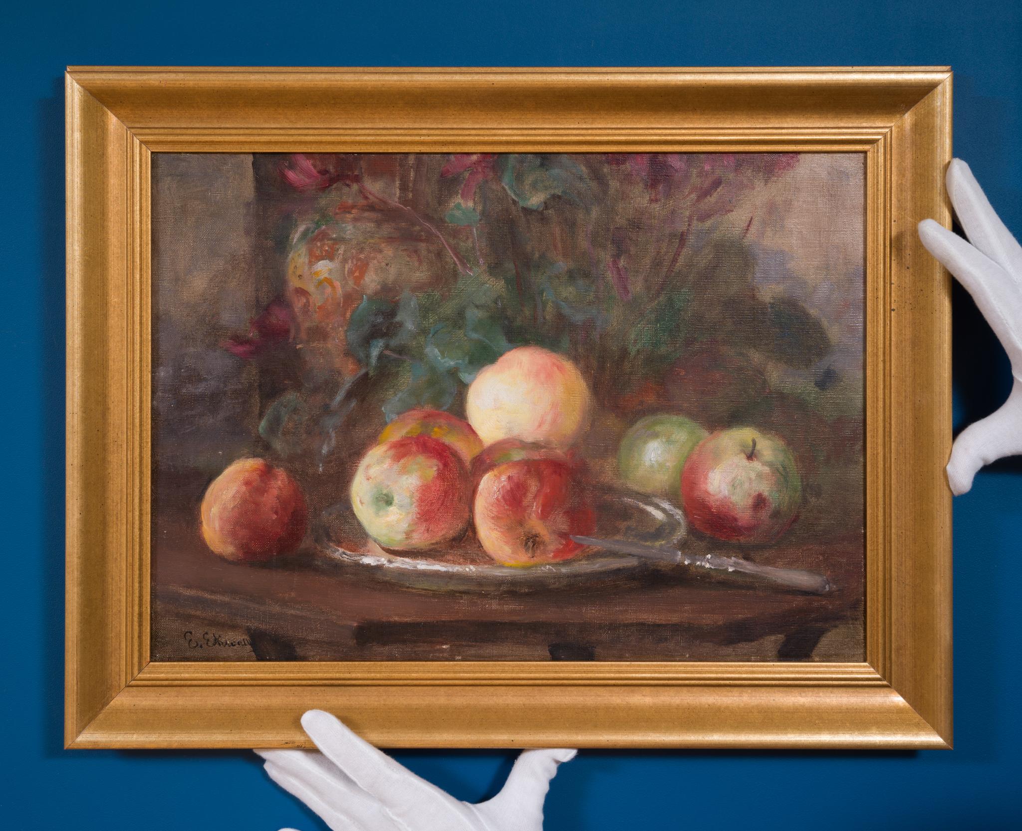 Stilleben mit Äpfeln, um 1910 – Painting von Emma Ekwall