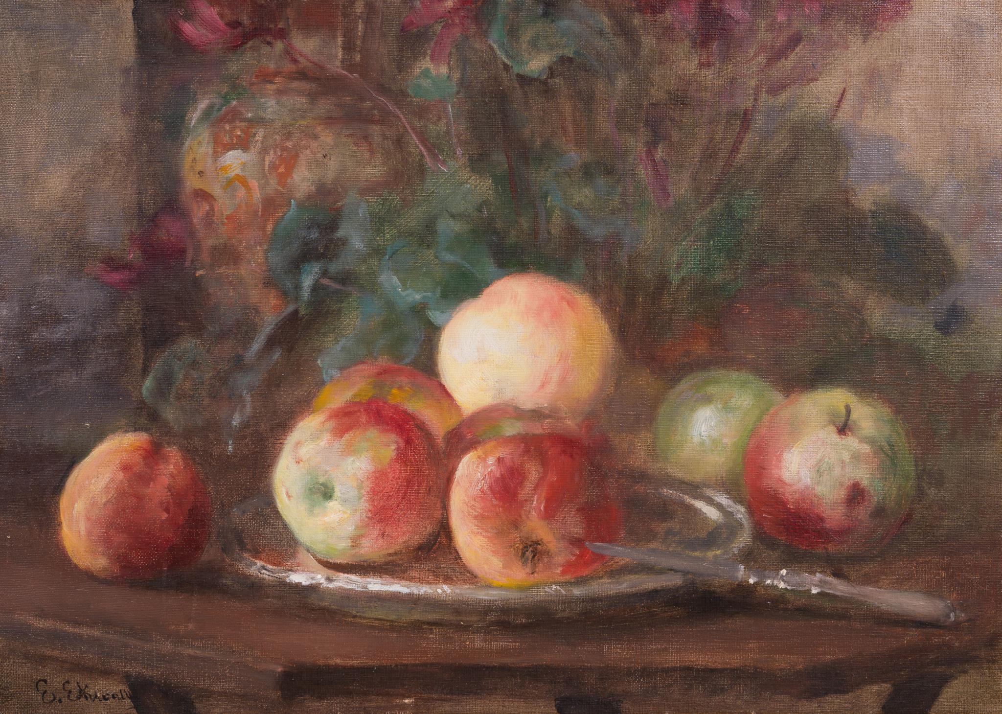 Stilleben mit Äpfeln, um 1910 (Realismus), Painting, von Emma Ekwall