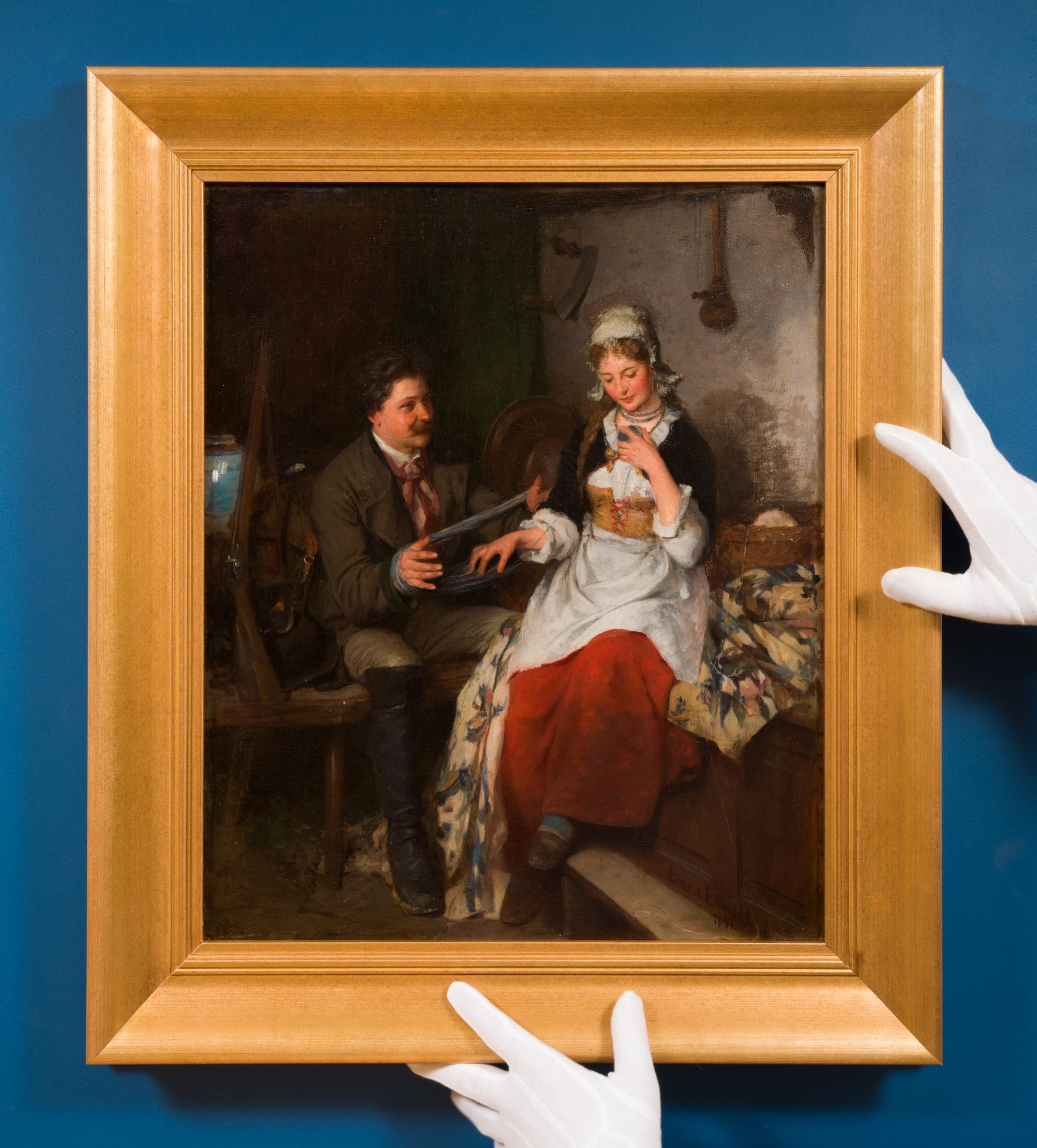 L'avvolgitore di lana (1877) dell'artista svedese Emma Ekwall in vendita 1