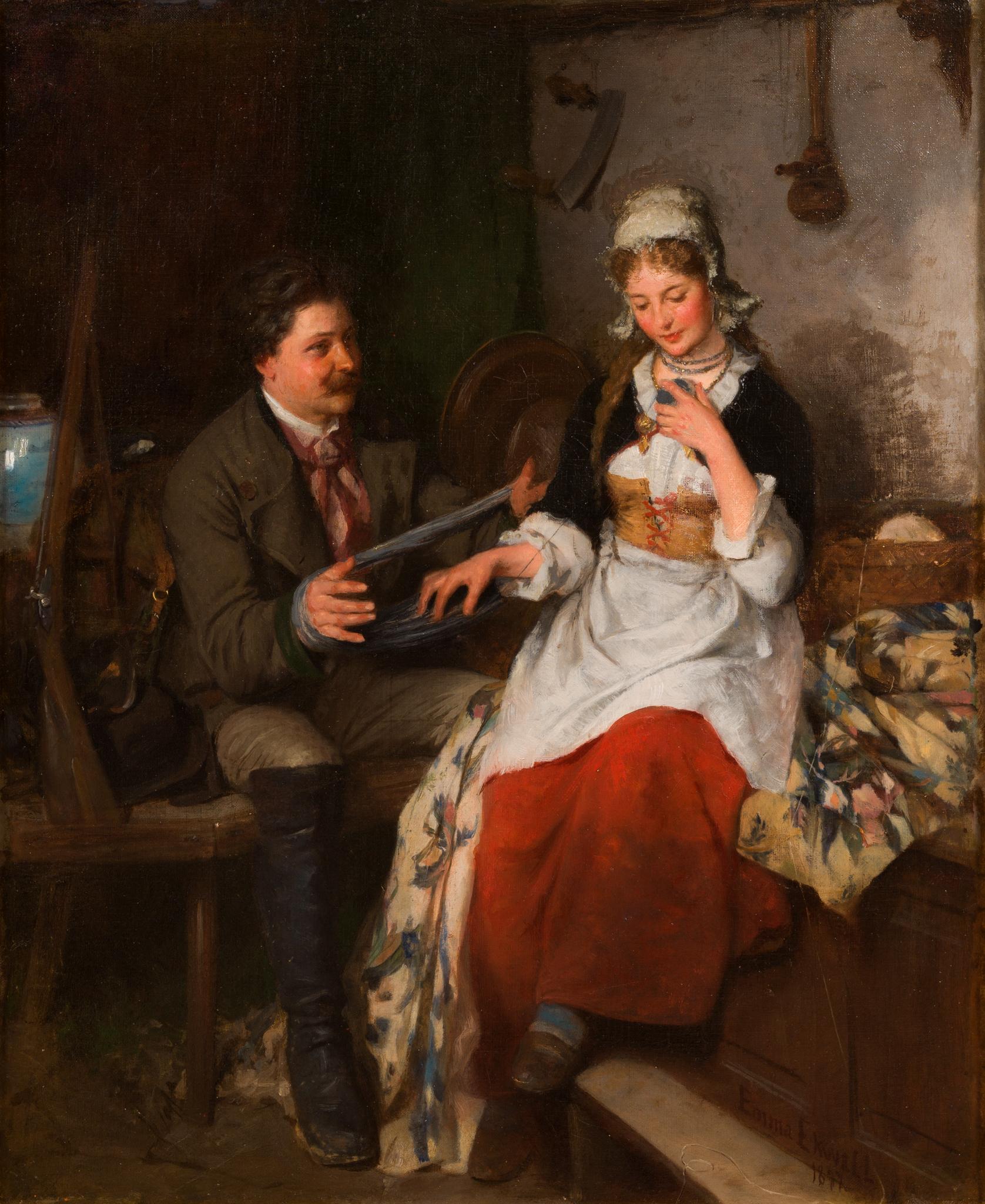 L'avvolgitore di lana (1877) dell'artista svedese Emma Ekwall in vendita 2