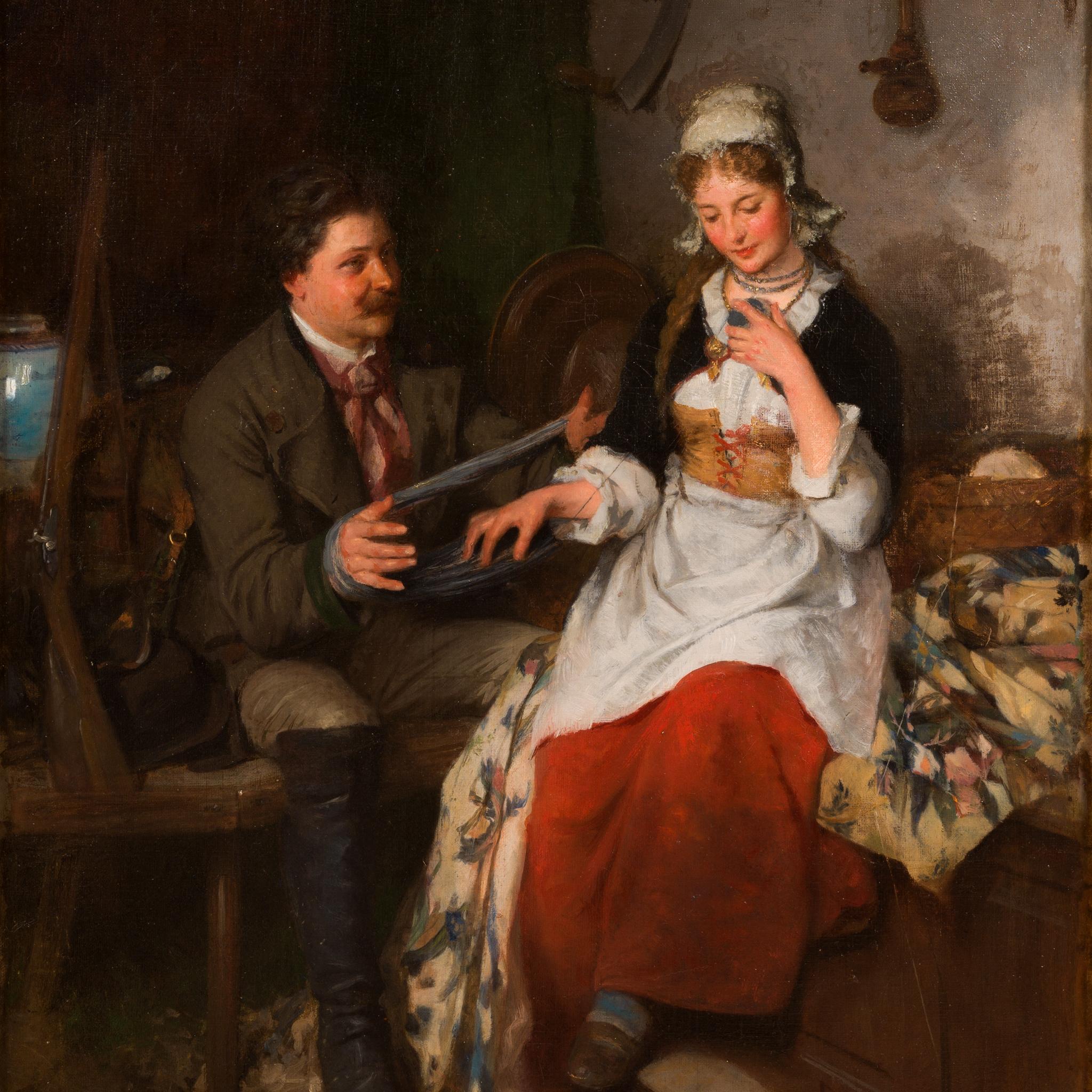 L'avvolgitore di lana (1877) dell'artista svedese Emma Ekwall in vendita 6