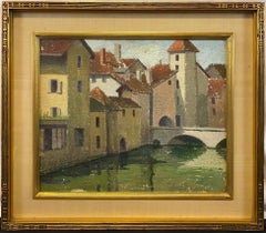 "Canals in Annecy, France" by Emma Fordyce MacRae (1887-1974) American Framed