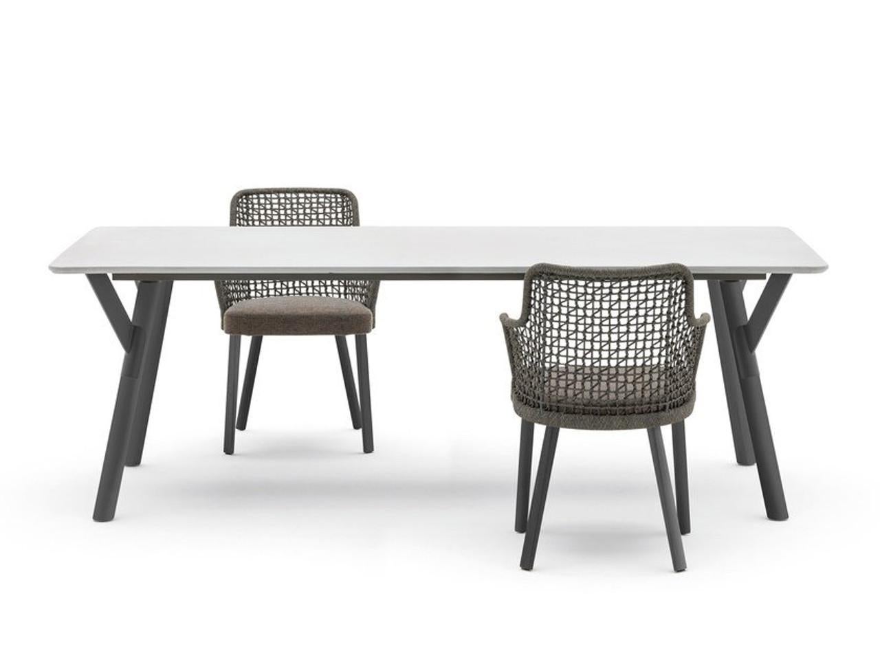 Hand-Crafted Emma Garden Chair with Armrest Designed by Monica Armani For Sale
