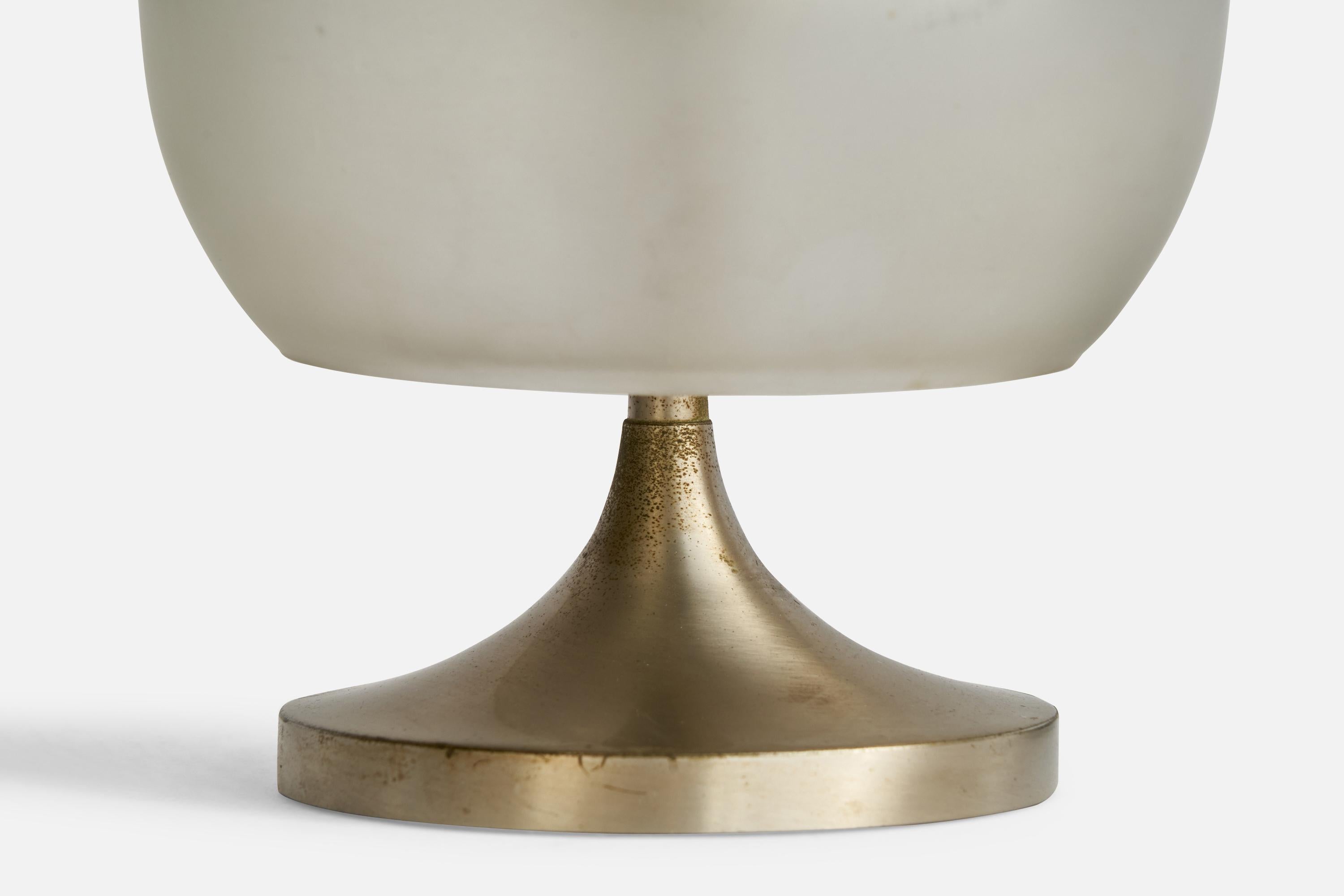 Emma Gismondi, Table Lamps, Nickel-plated brass, Glass, Italy, 1960s For Sale 1