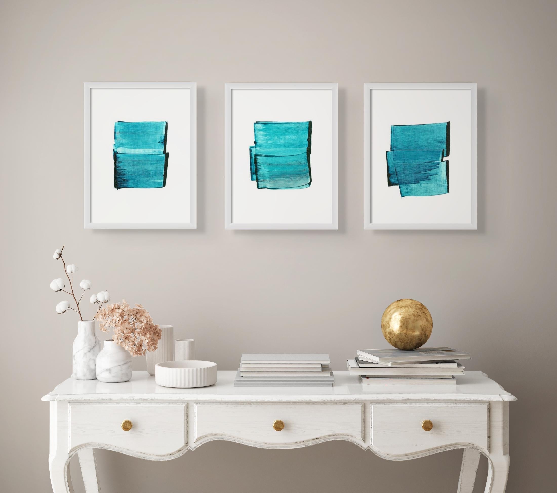 Clear Water 03 (Pittura astratta) - Abstract Drawing Blu di Emma Godebska