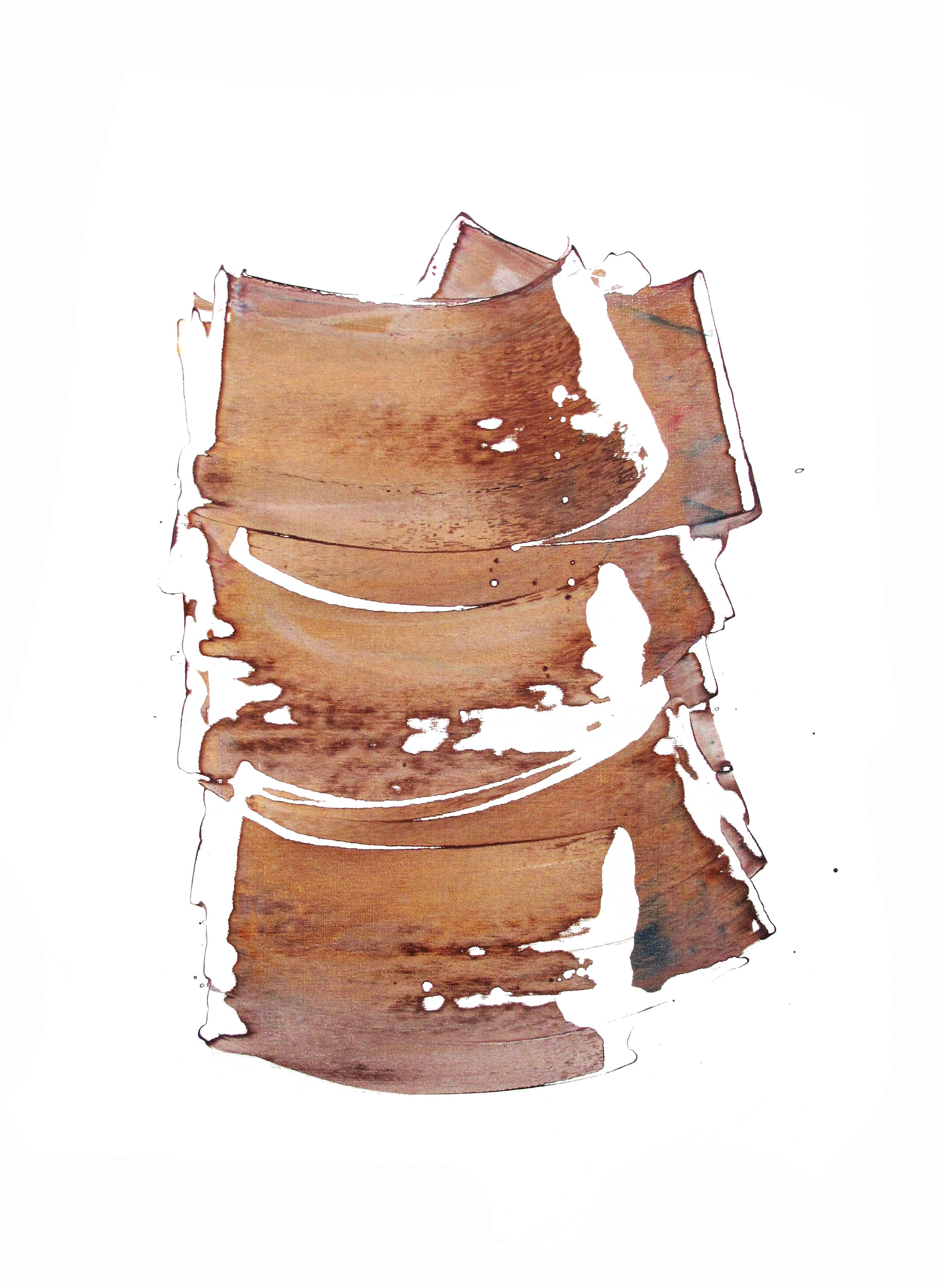 Abstract Drawing Emma Godebska - "Nuage", Peinture abstraite contemporaine sur lin, tons pastel naturel et pêche.