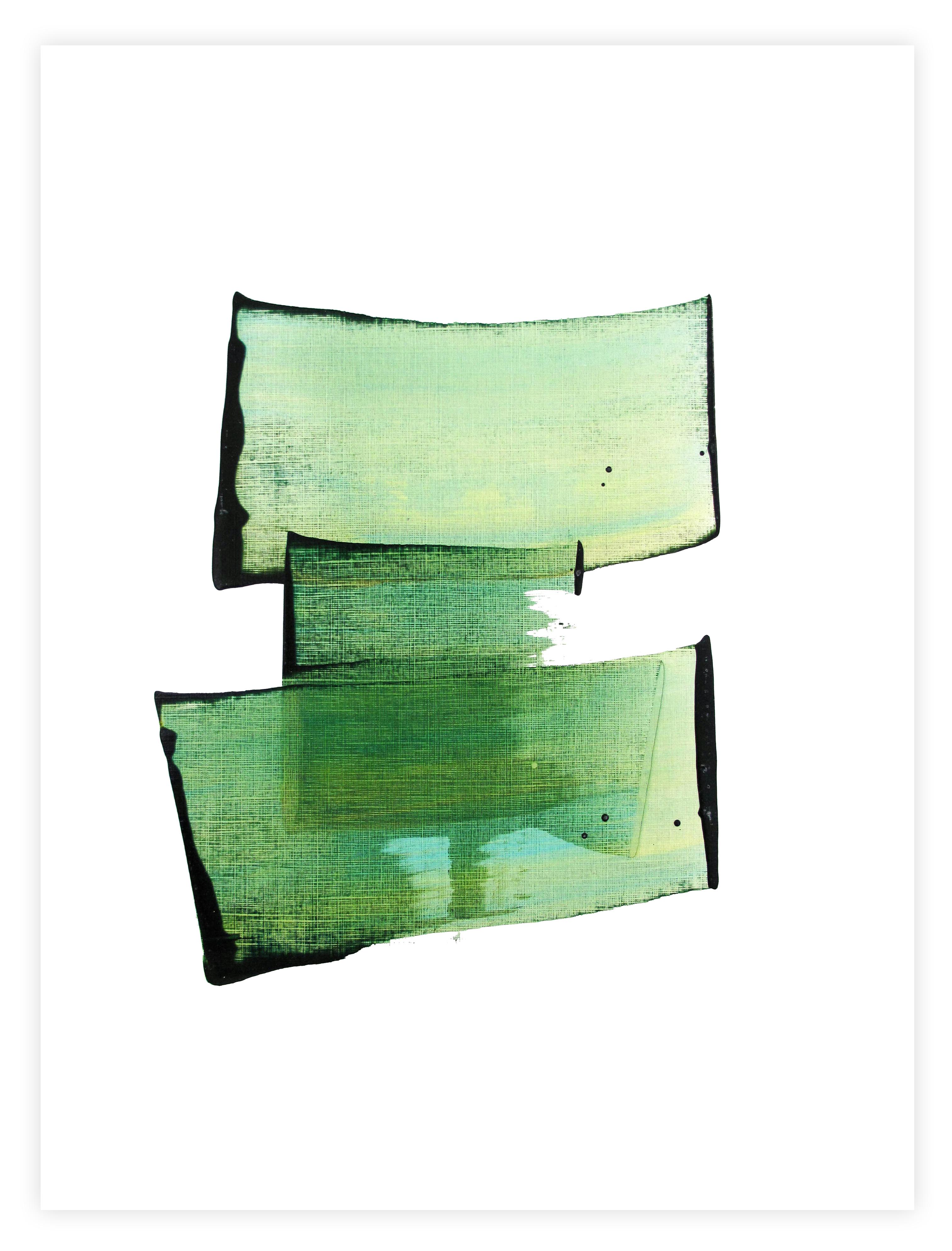 Emma Godebska Abstract Drawing - Golden Green 10 (Abstract Painting)