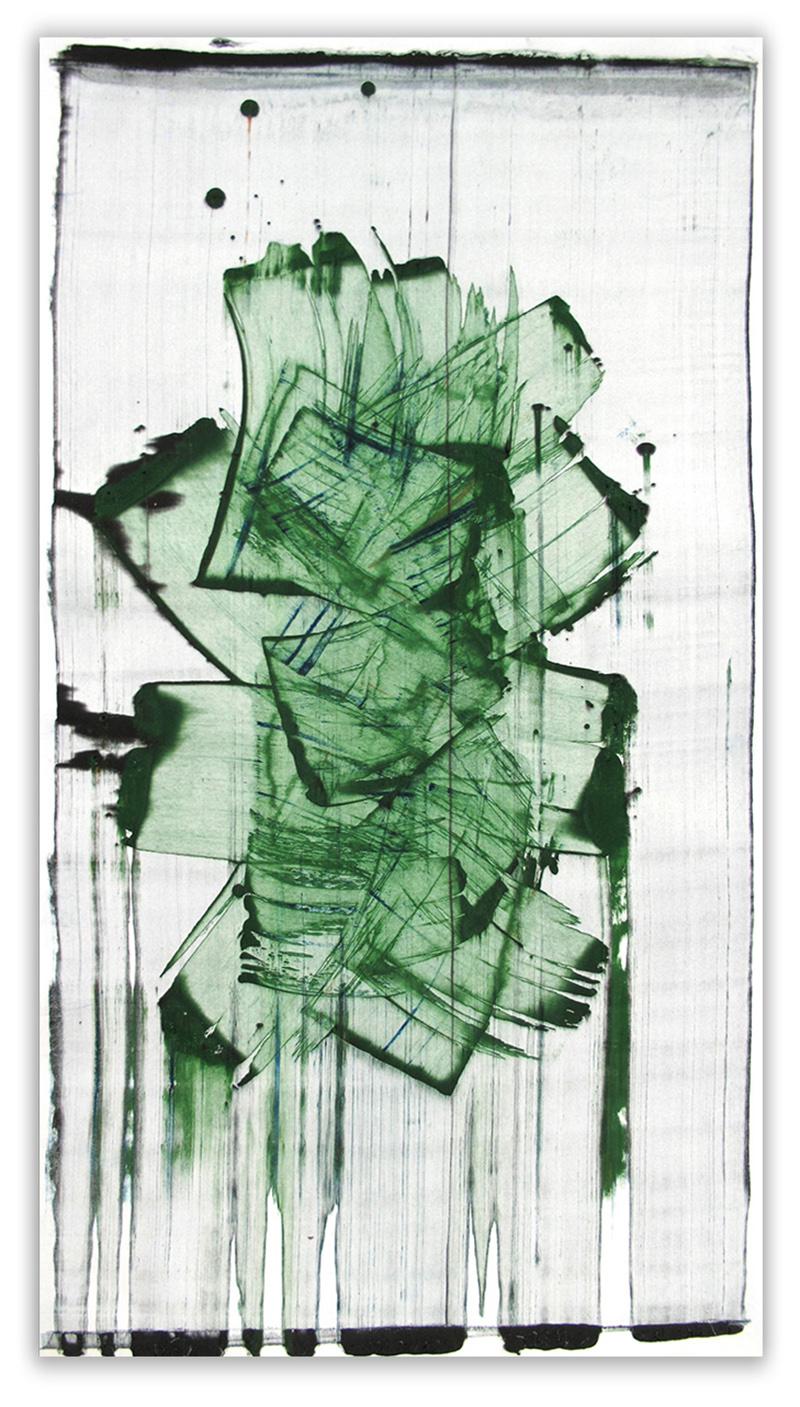 Emma Godebska Abstract Drawing - Mad green 10 (Abstract Painting)