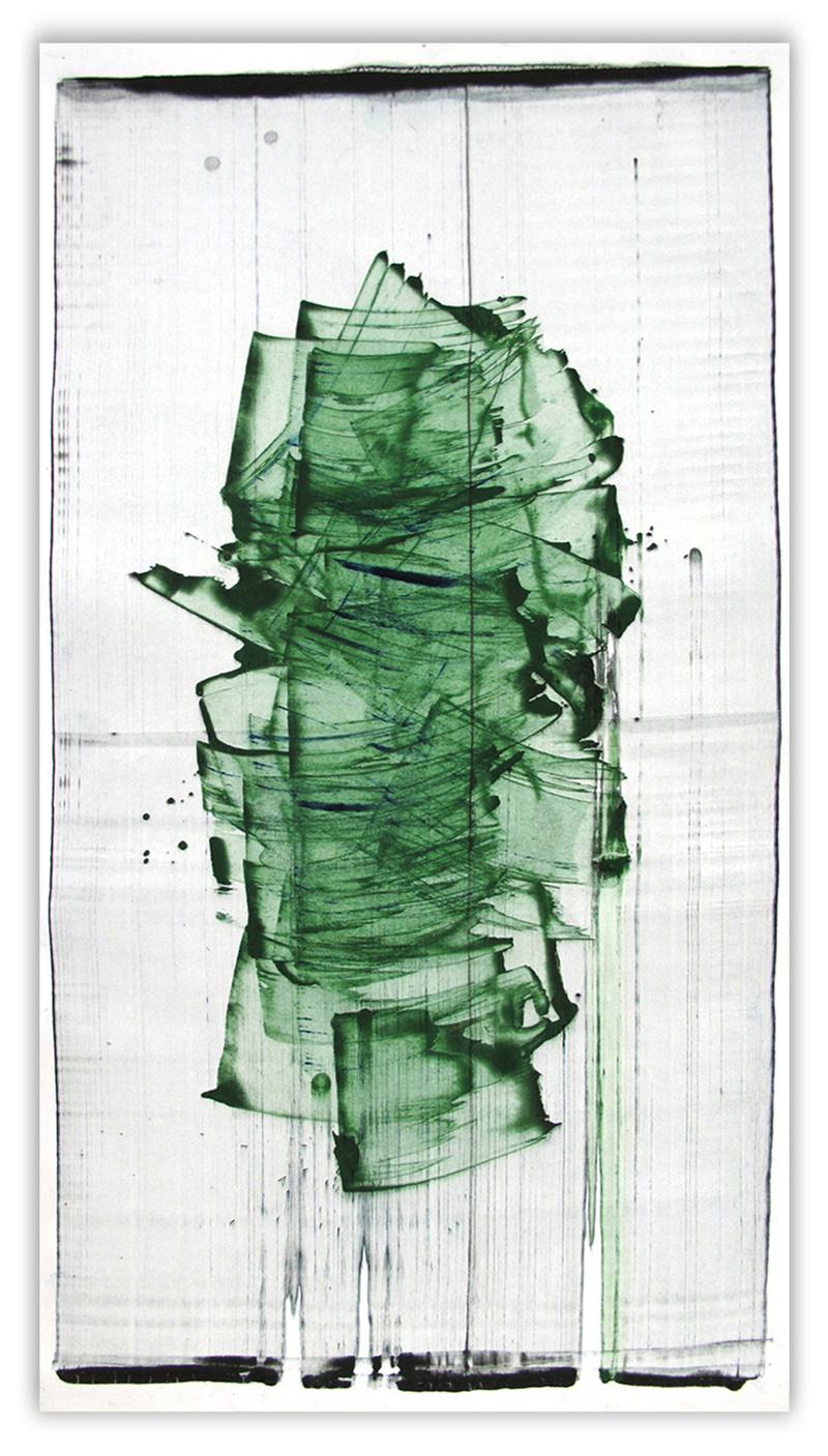 Mad green 8 (Abstract Painting)
Acrylic and pigments on paper — Unframed.

Emma Godebska is a French abstract artist living in Nimes, France.

Her use of natural pigments, reflective of nature itself, is in dialogue with diluted acrylic paint and