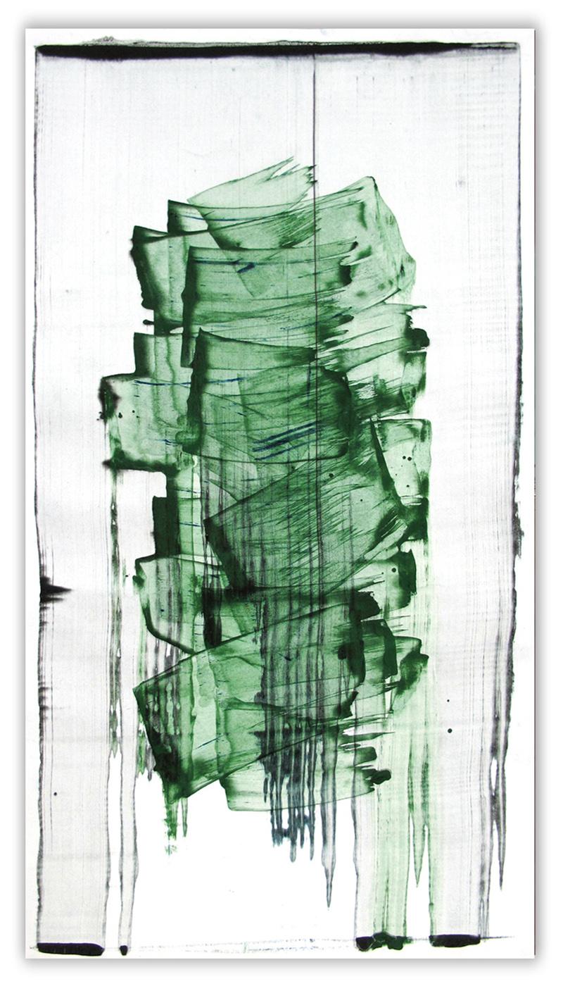 Emma Godebska Abstract Drawing - Mad green 9 (Abstract Painting)