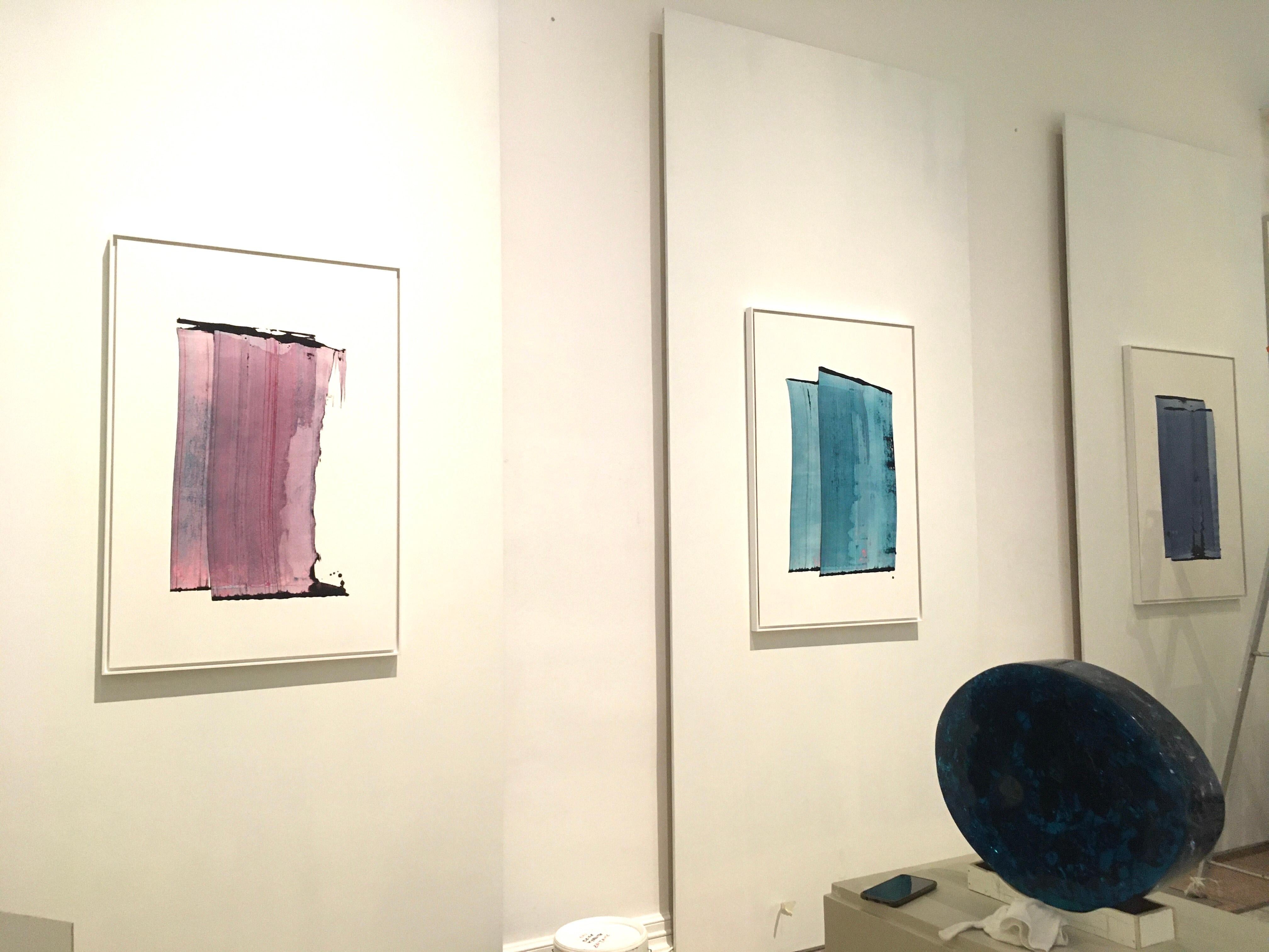 Notte 1 - elegante natura contemporanea blu astratto acrilico e pigmento su tavola - Painting Astratto di Emma Godebska