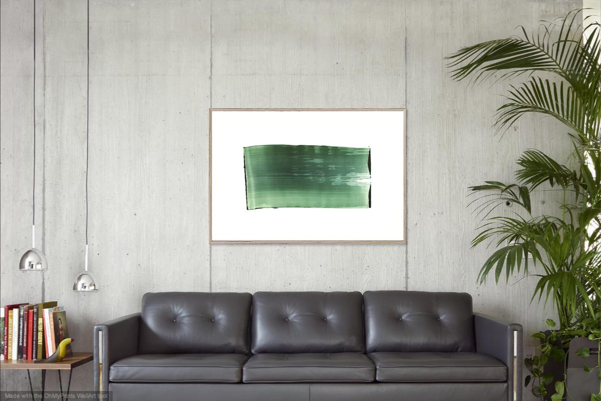 Rainy Day 04 - nature contemporary green abstract acrylic and pigment on board - Art by Emma Godebska