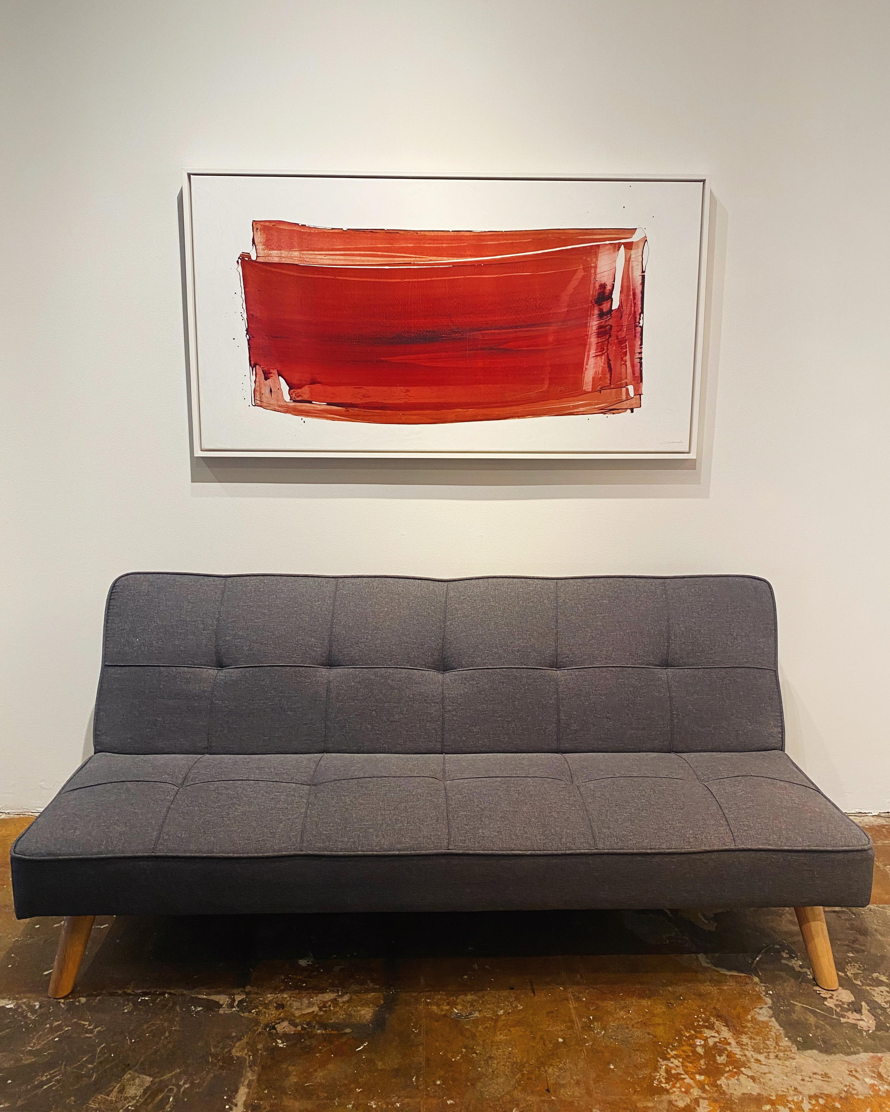 Red Flow II- Pittura astratta contemporanea su tela, forma moderna rossa che scorre in vendita 1