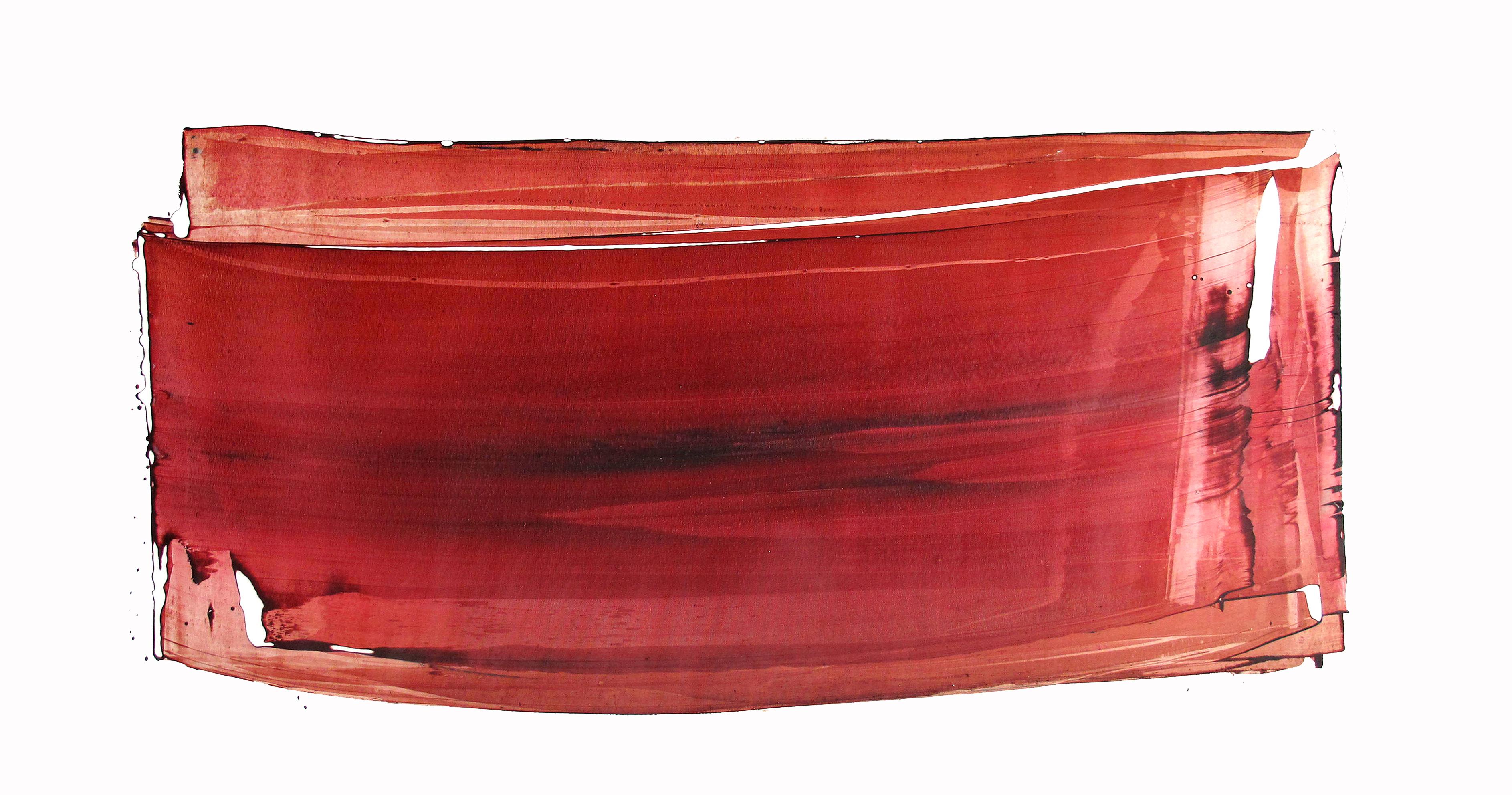 Flujo Rojo II- Pintura abstracta contemporánea sobre lienzo, forma moderna de flujo rojo