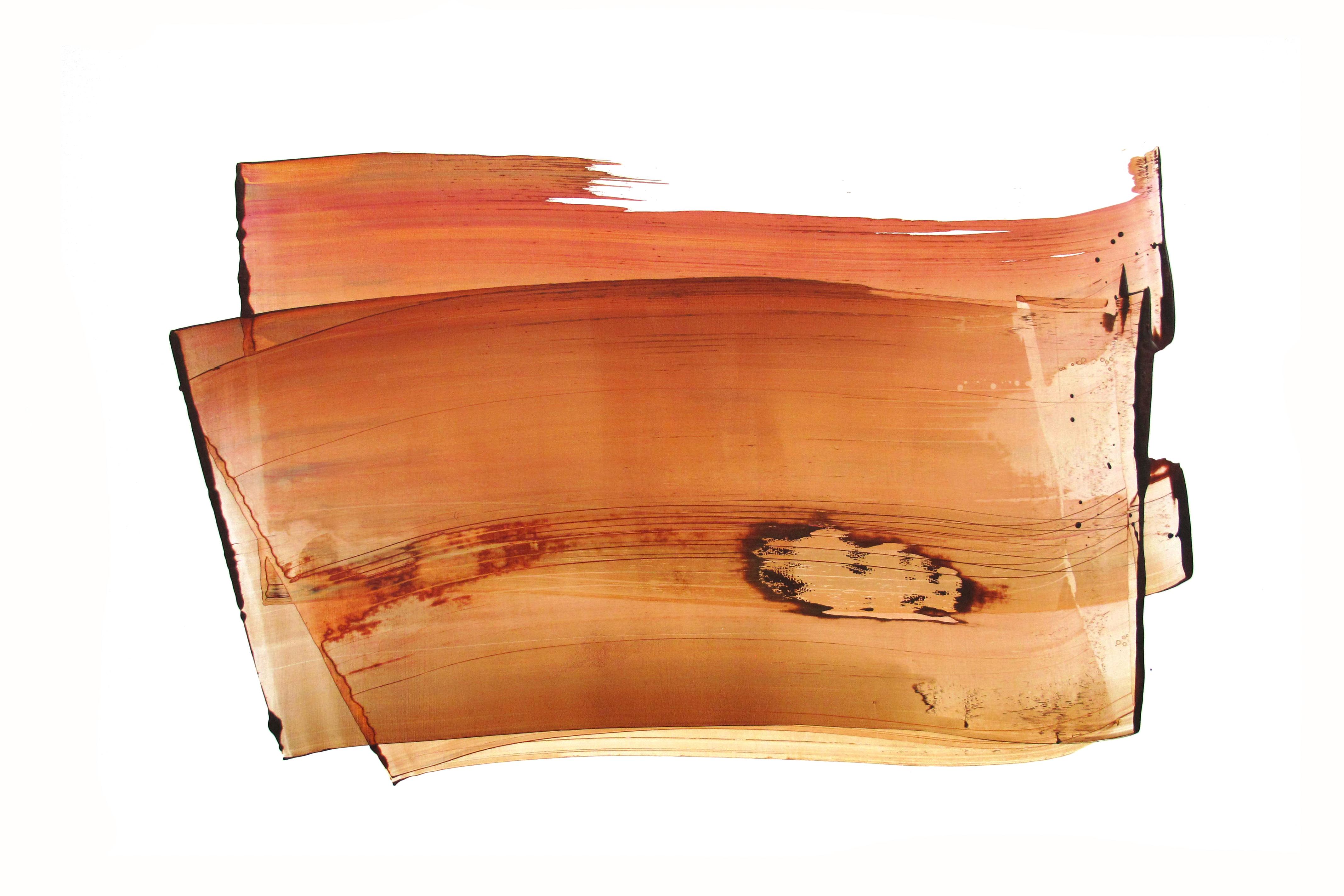 Soft Light 02- natura contemporanea arancione astratto acrilico e pigmento su tavola - Painting di Emma Godebska