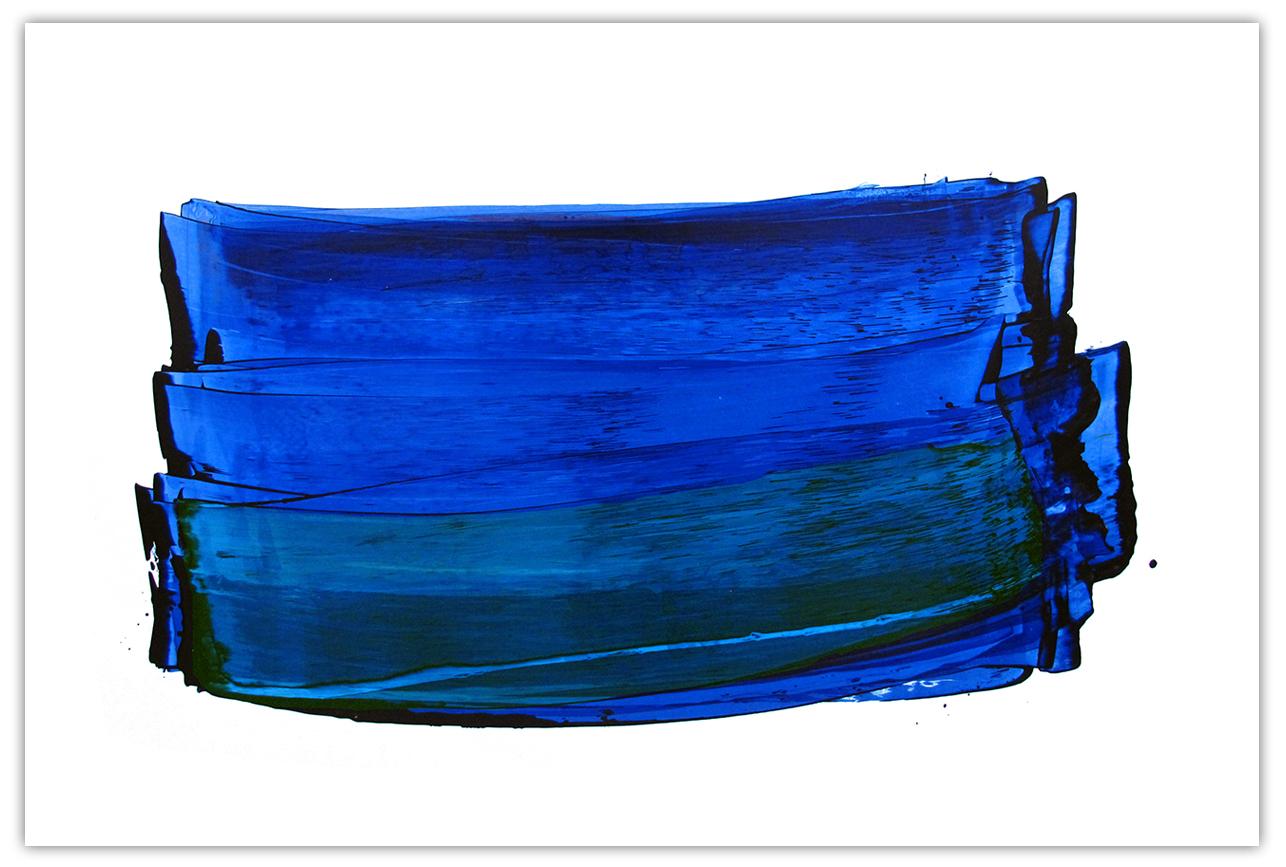 Emma Godebska Abstract Drawing - Spring Light (Blue) (Abstract Painting)