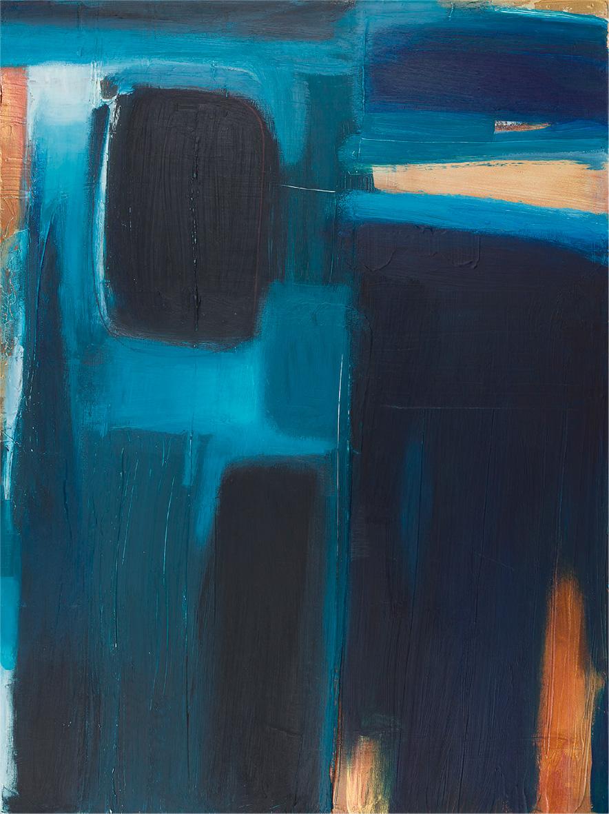 Emma Griffin Landscape Painting - Blue Pool. Contemporary Abstract Expressionist Oil Painting