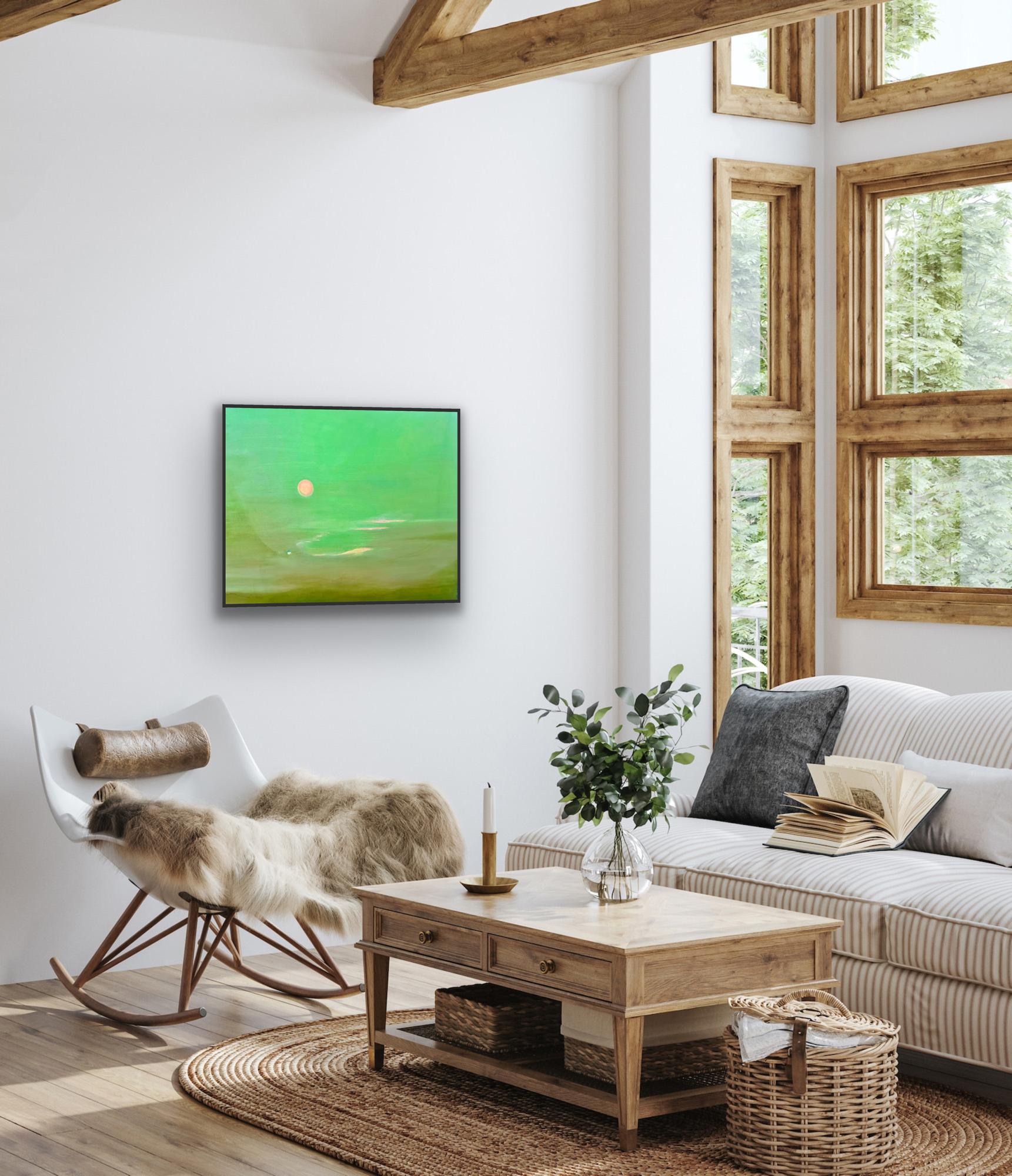 Corrientes de primavera, pintura original, contemporáneo, paisaje - Landscape Painting Verde de Emma Hartley