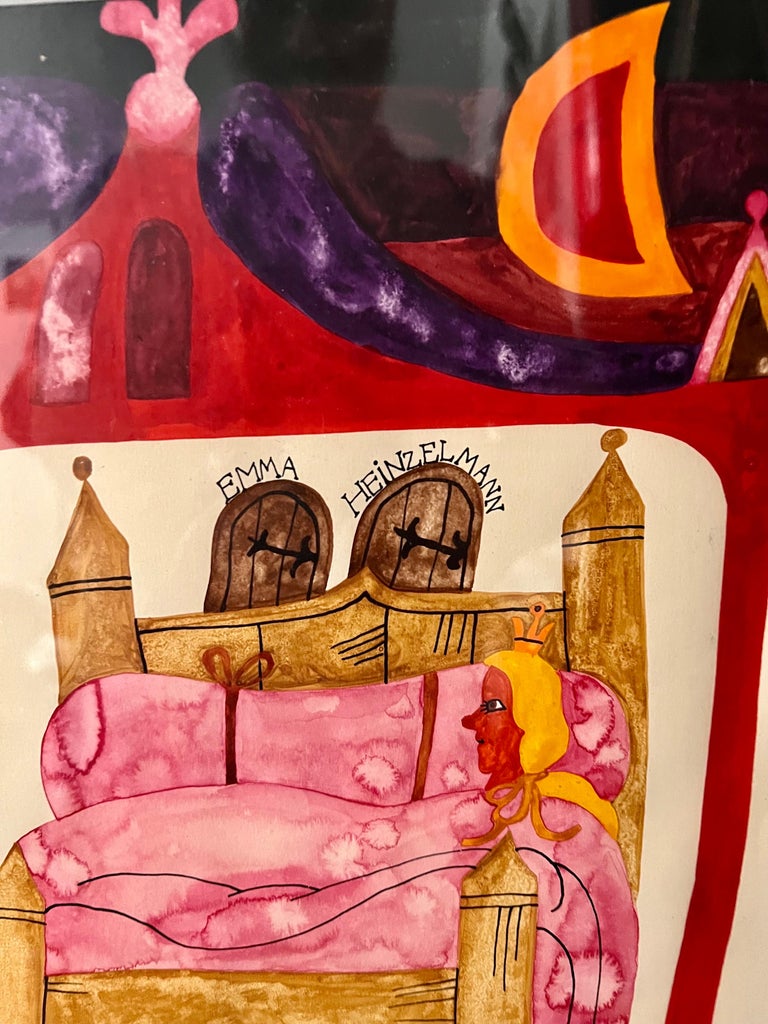 Emma Heinzelmann Original Graphic Hungarian Illustration Art Emma