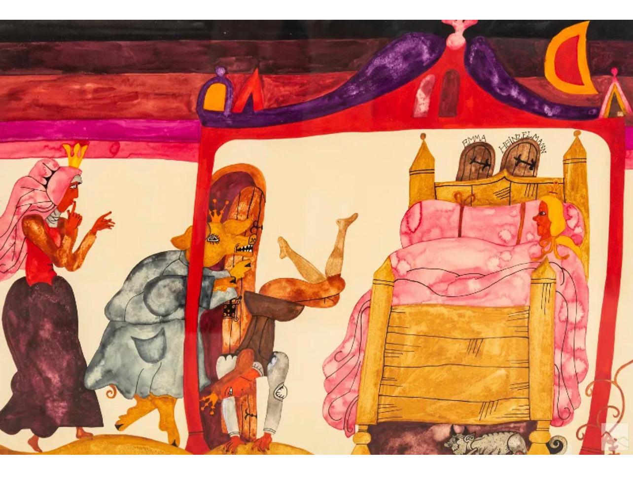 Original Graphic Hungarian Illustration Art Emma Heinzelmann Children's Book Art For Sale 1