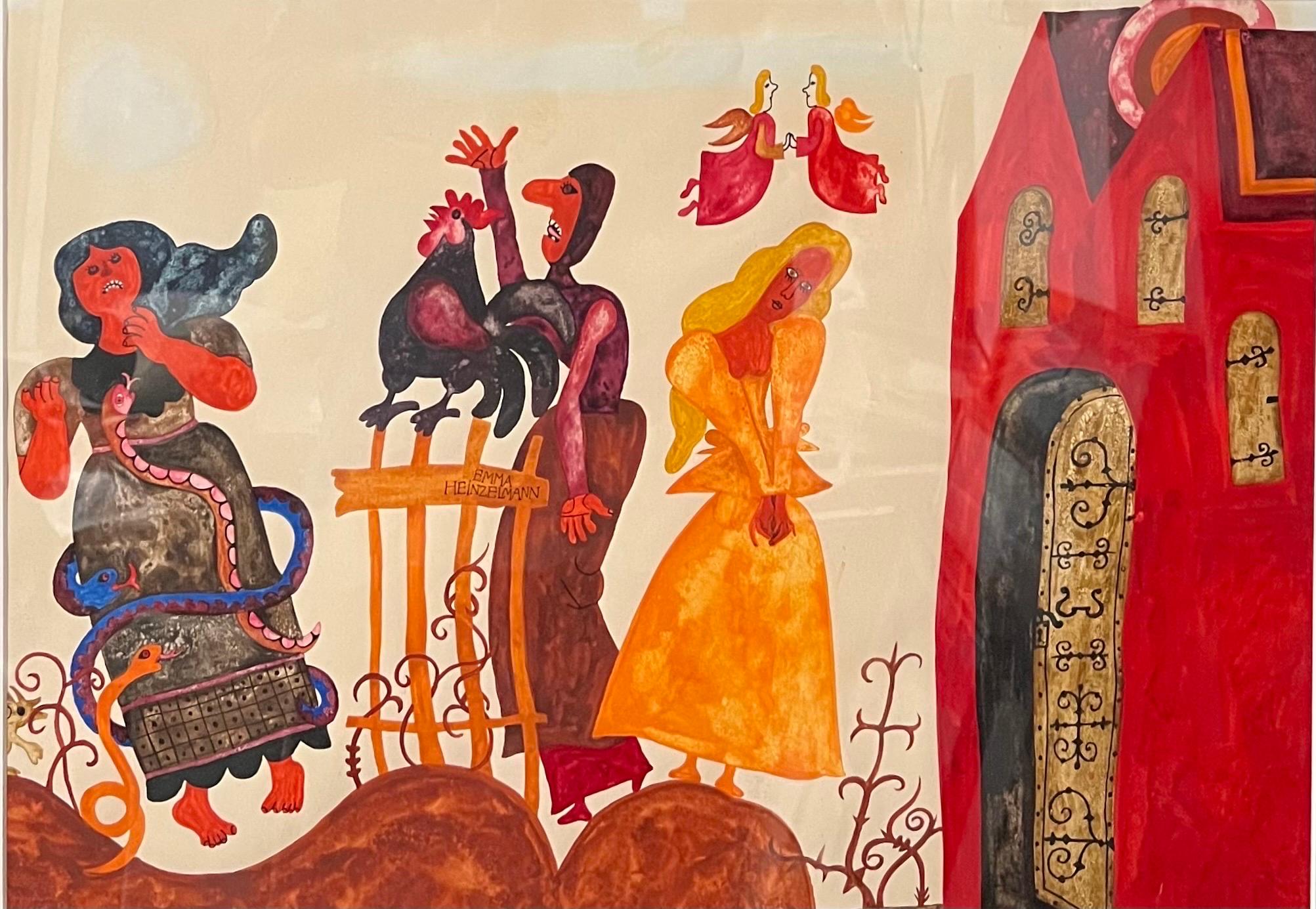 Illustration graphique hongroise originale - Art Emma Heinzelmann - Livre d'art pour enfants en vente 4