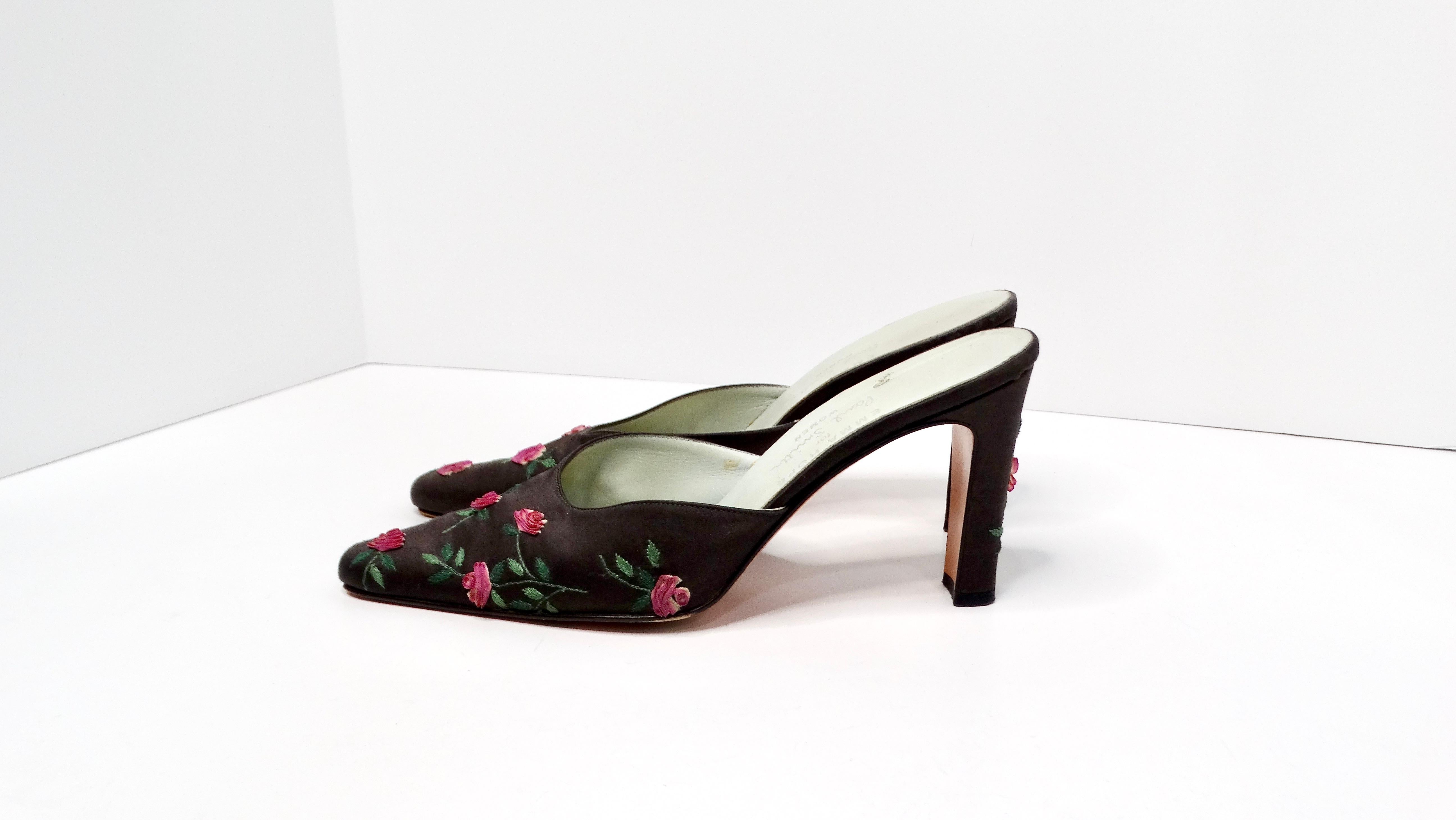 Zapatos de tacón Emma Hope for Paul Smith Y2K Rose Stitched Mule Block Heels Beige en venta