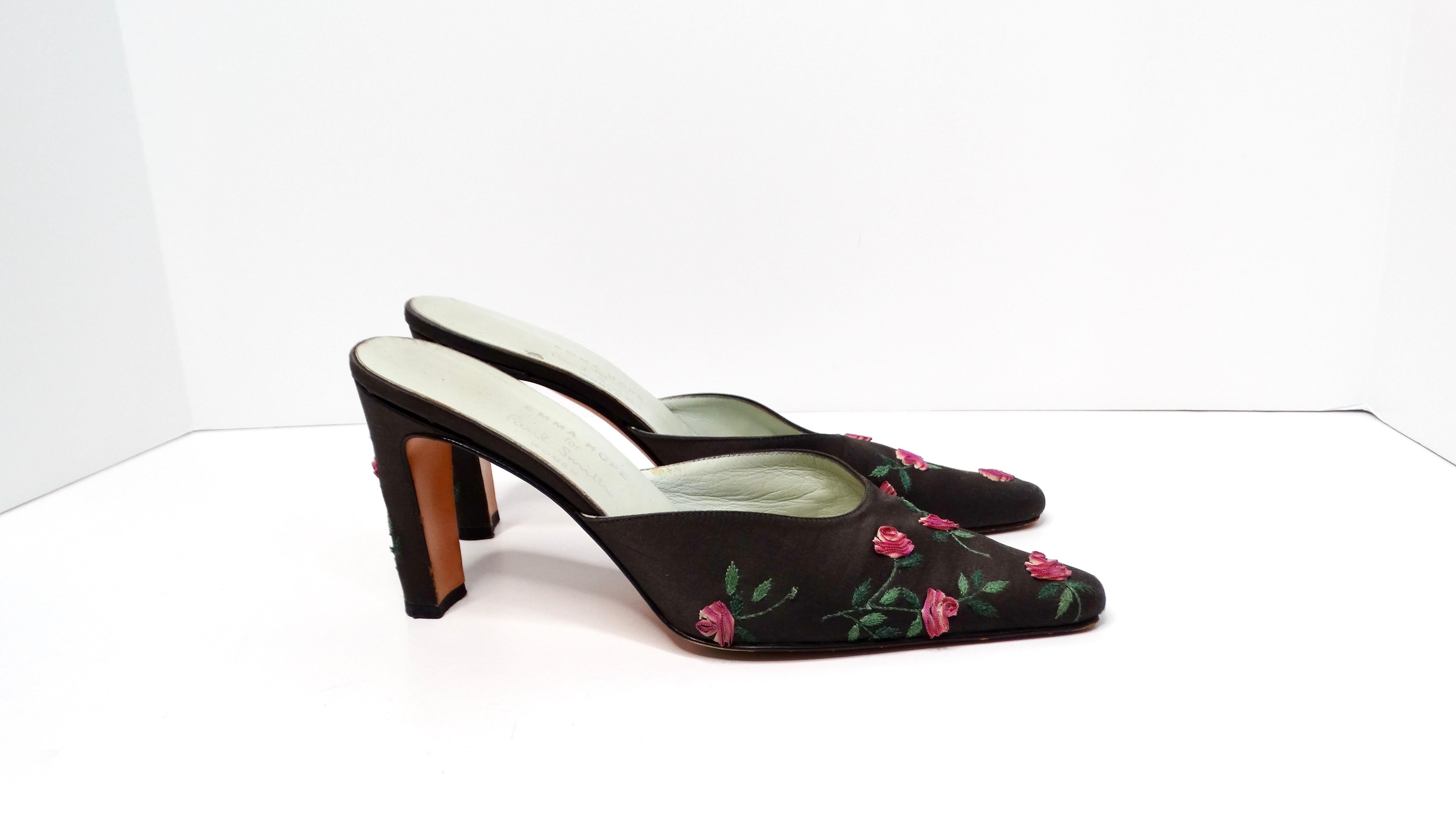 Zapatos de tacón Emma Hope for Paul Smith Y2K Rose Stitched Mule Block Heels en venta 1