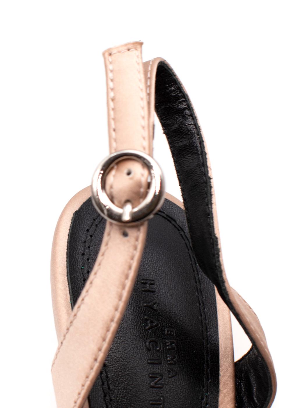 Women's Emma Hyacinth Champagne Satin Crystal Embellished Oliva Slingback Heeled Pumps For Sale