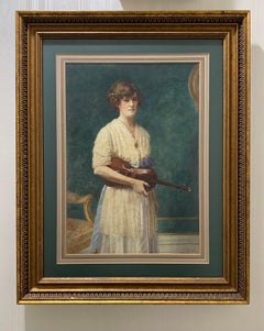 Emma Irlam Briggs Woman with Violin Watercolor