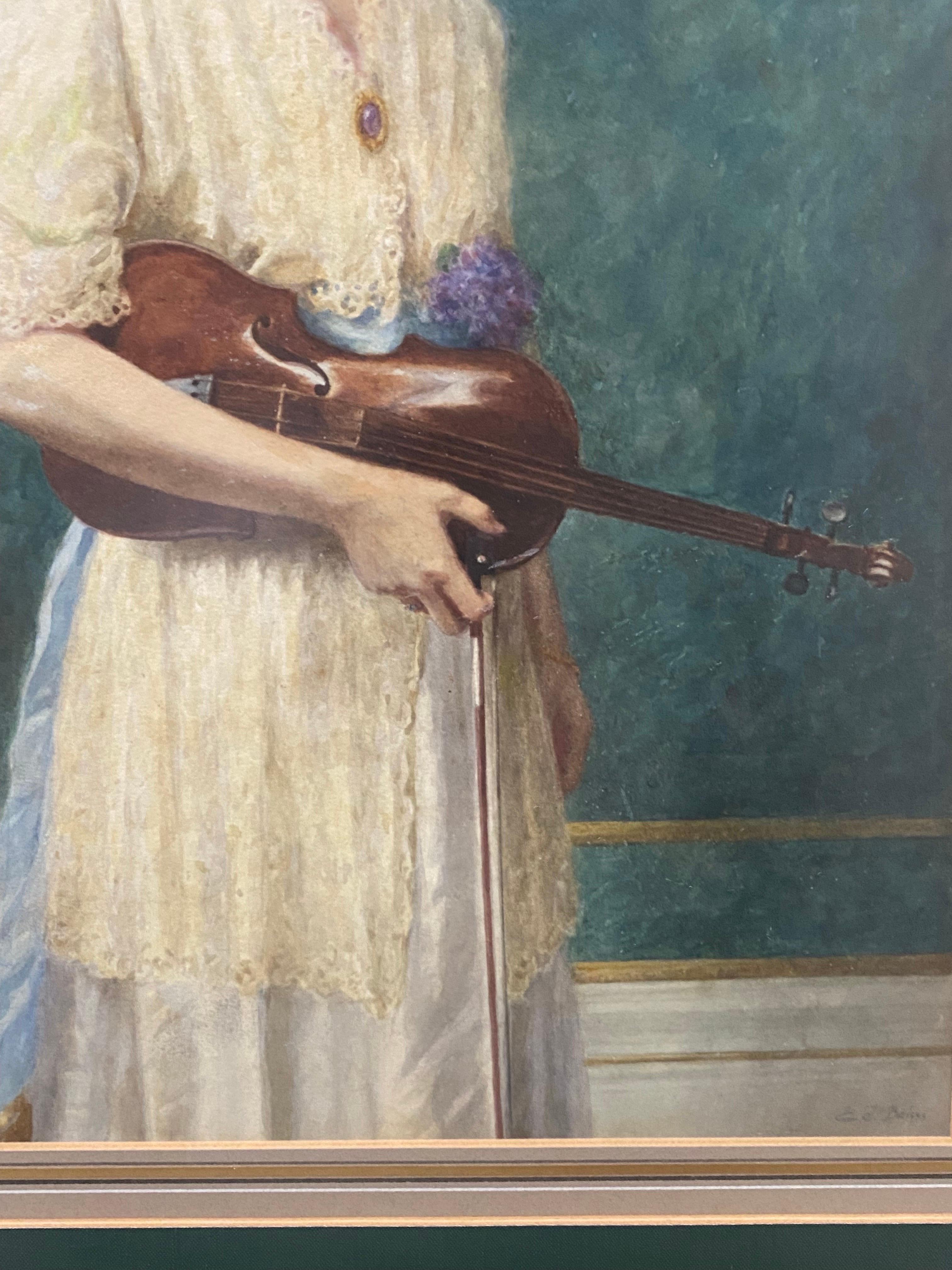 Paint Emma Irlam Briggs Woman with Violin Watercolor