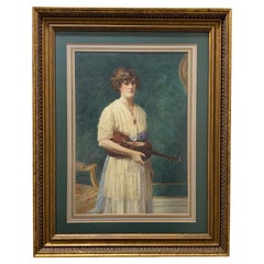 Emma Irlam Briggs Woman with Violin Watercolor