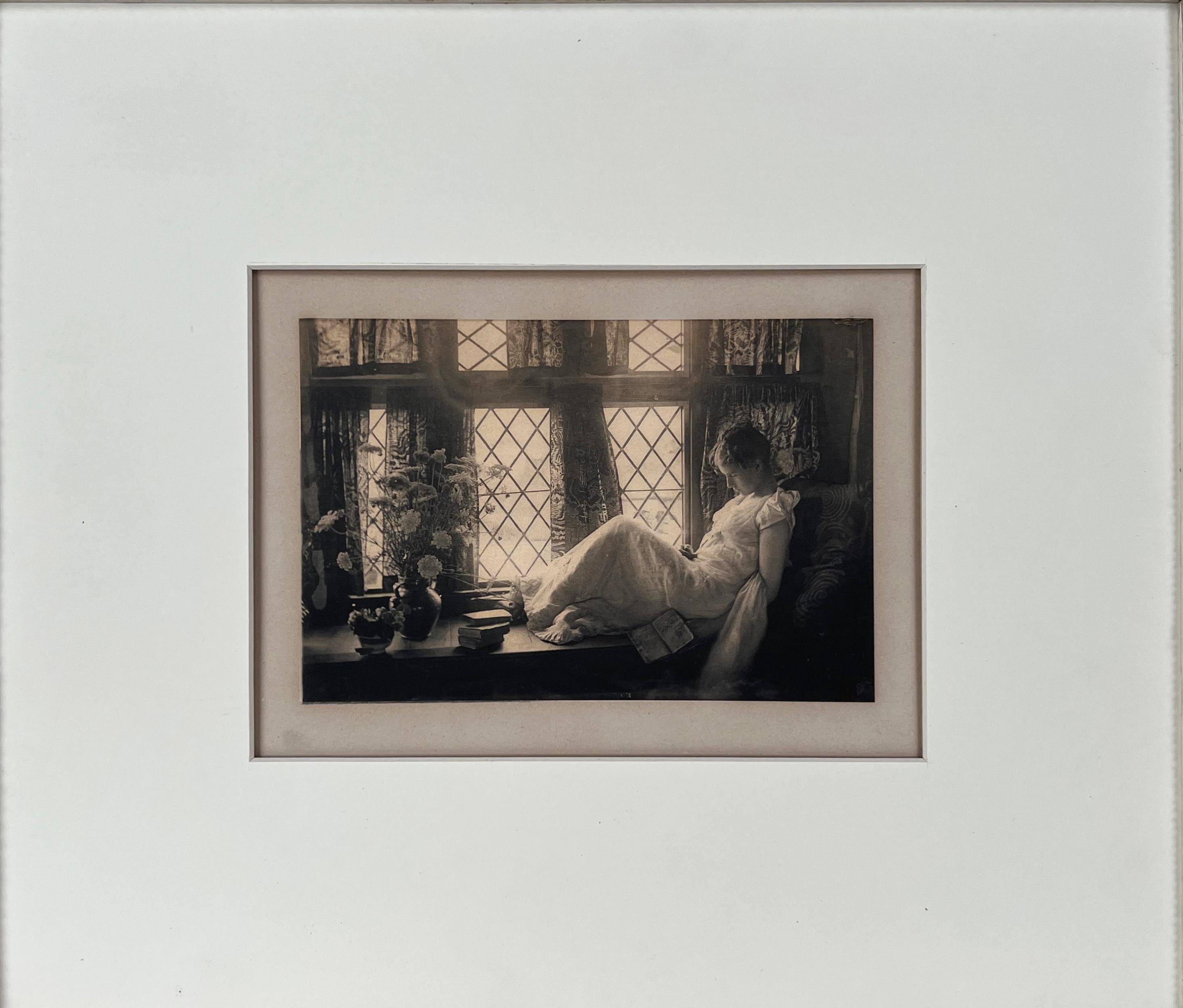 Young Girl Asleep in the Window - Poetry Reading 1904 - Photogravure - Print by Emma Justin Farnsworth