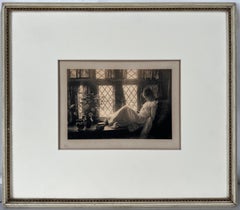 Antique Young Girl Asleep in the Window - Poetry Reading 1904 - Photogravure