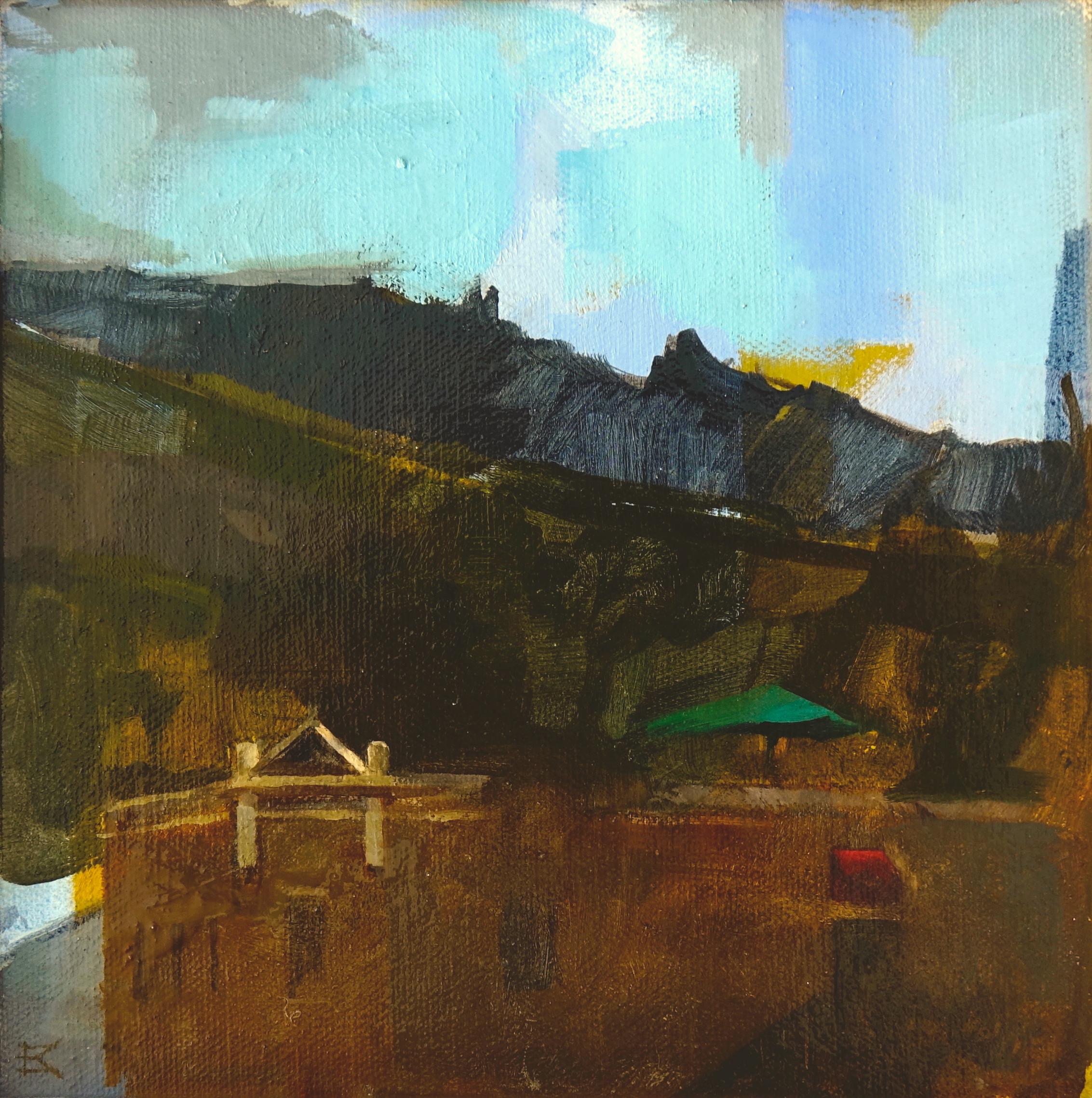 Landscape Painting di Emma Kalff - Afterglow, Pittura ad olio originale