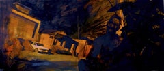 "Champán" (2022) de Emma Kalff, Pintura al óleo original de paisaje urbano