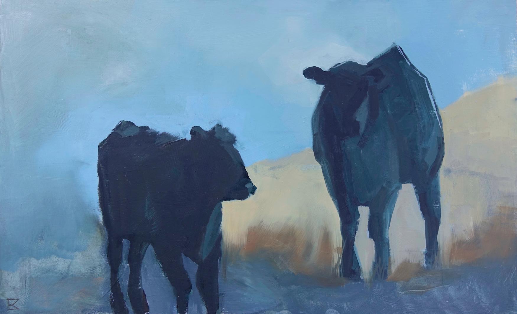 Emma Kalff Figurative Painting - Herd Rhythm, Original Oil Painting