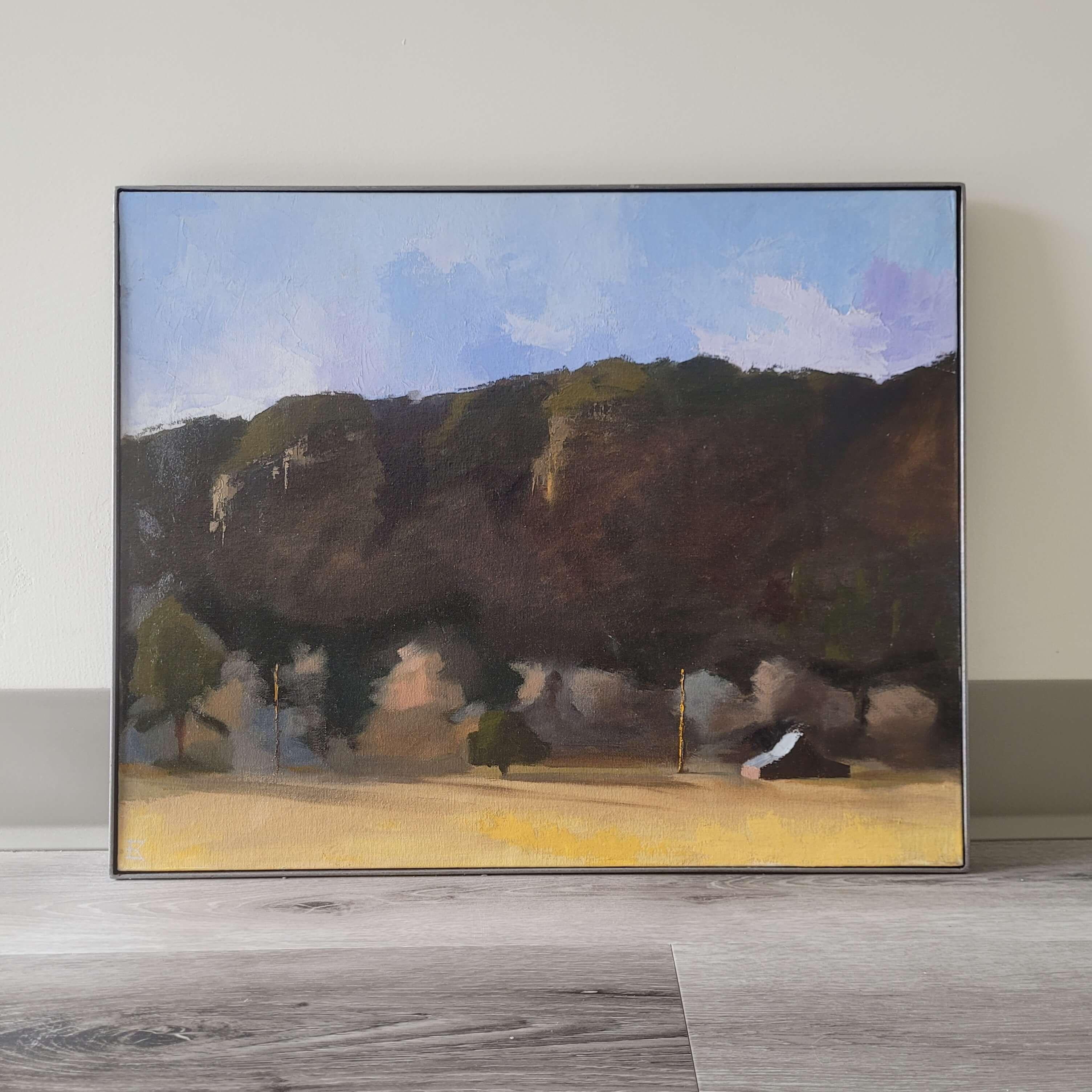 Mi sento così piccolo in montagna, pittura a olio originale - Painting di Emma Kalff