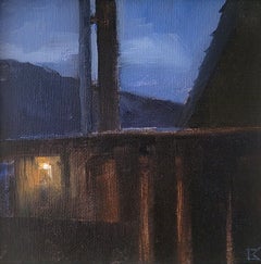 "Notturno ferroviario" (2023) di Emma Kalff, Pittura a olio originale, Notturno