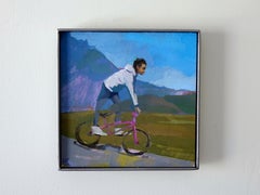 "The Drifter" (2023) by Emma Kalff, Original Oil Painting, Biker in a Landscape