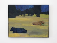"Two Cows" (2023) by Emma Kalff, Original Oil Painting, Landscape