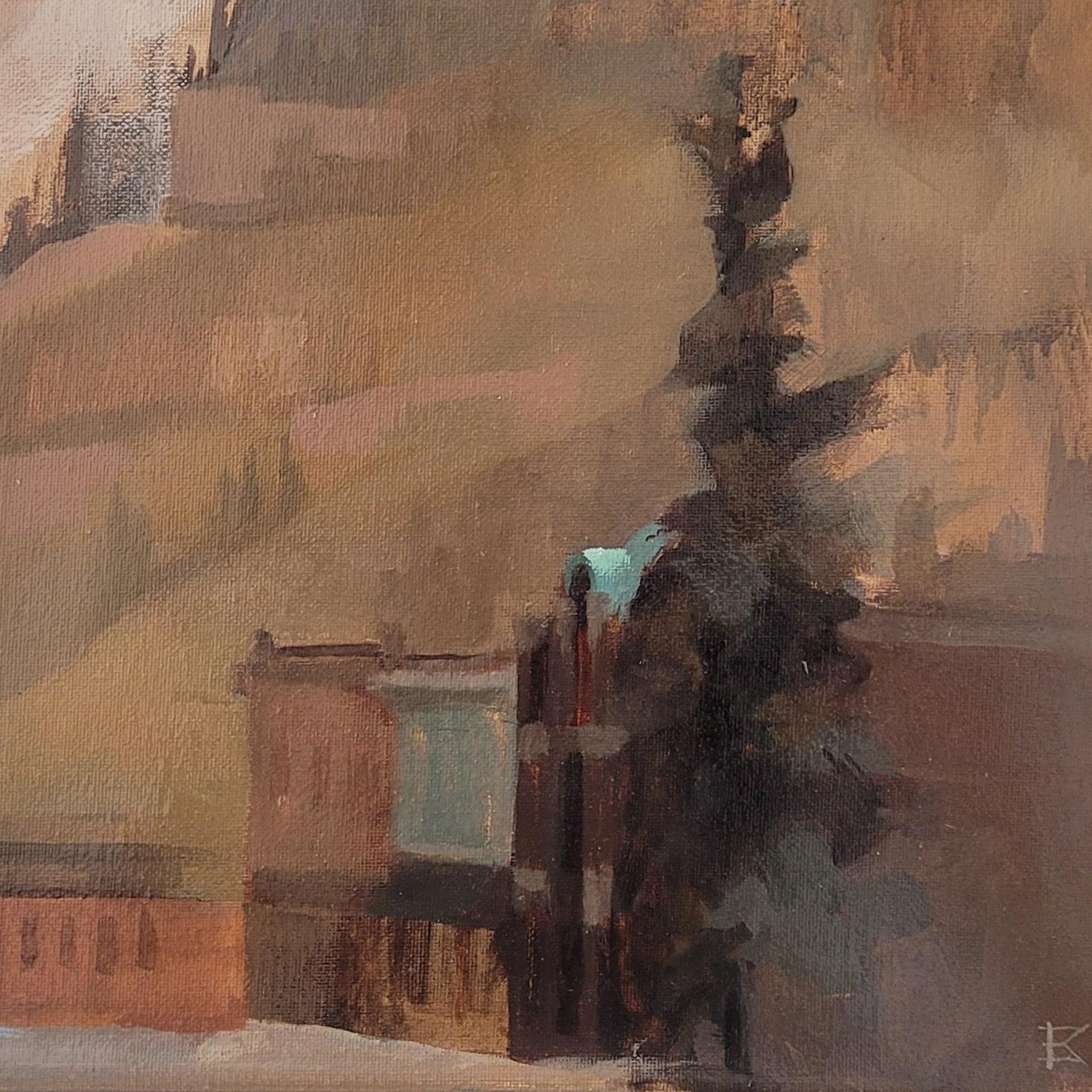 Vista de Ouray, CO, Pintura al Óleo Original - Figurative Painting Marrón de Emma Kalff