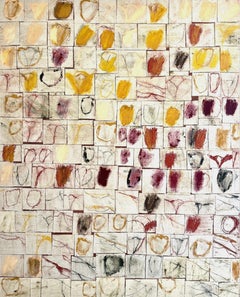 Emma Labattaglia Peinture abstraite grillagée contemporaine de grande taille dans les tons de terre