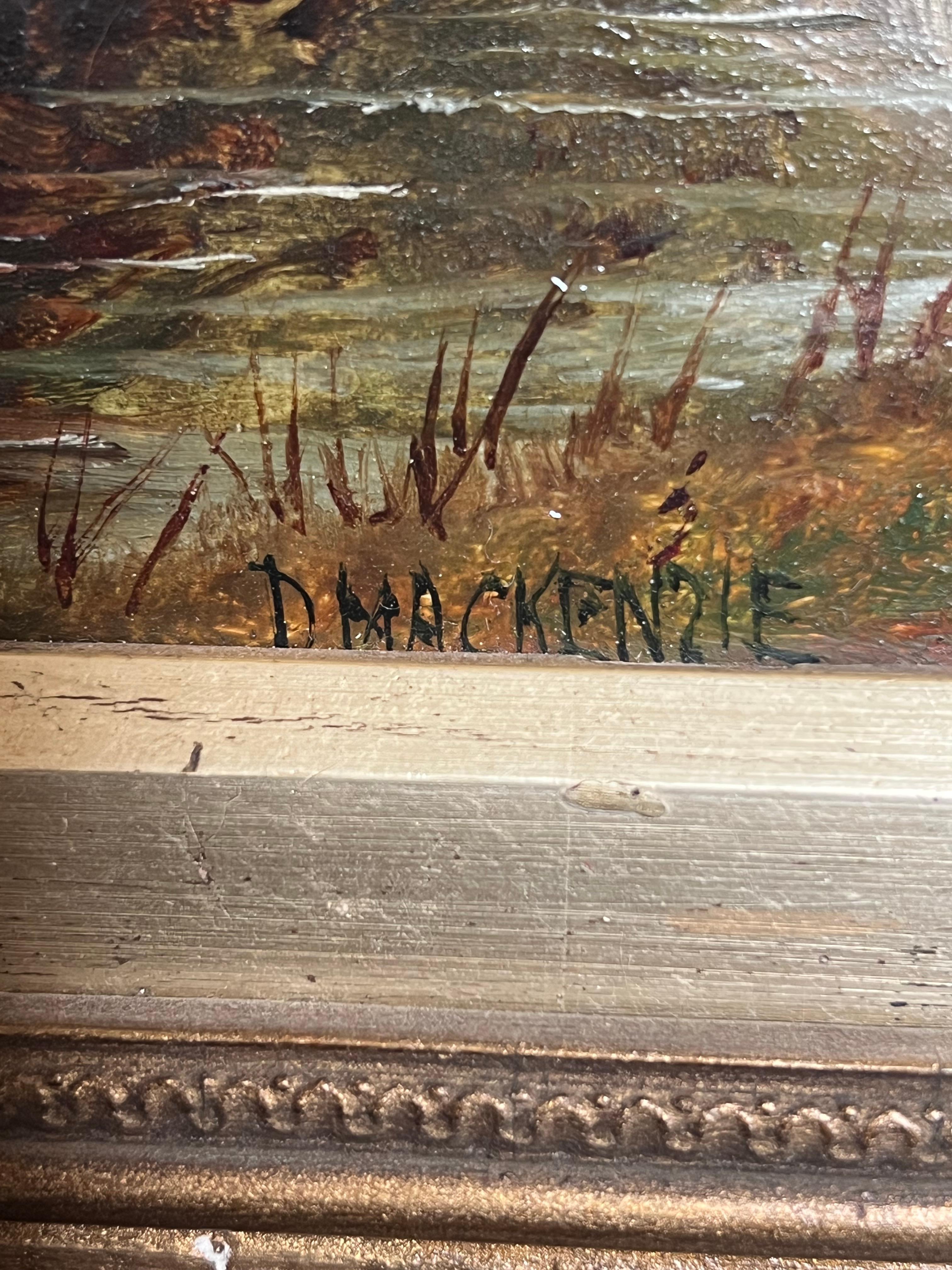 Signiertes schottisches Ölgemälde aus dem 19. Jahrhundert Figuren, die eine alte Steinbrücke überqueren (Viktorianisch), Painting, von Emma Landseer