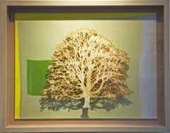 Block Copper Beech - albero di carta tagliato a laser a tecnica mista con spille acriliche in rame