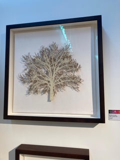 Pale Crystal Oak - lasercut paper swarovski crystals mixed media framed