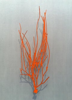 Sea Whip II - contemporary delicate lasercut plant glazed framed artwork