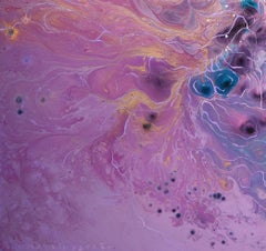 Pink Blue Purple Modern Abstract Atomic Cosmic Fluid Art Painting Swedish Artist